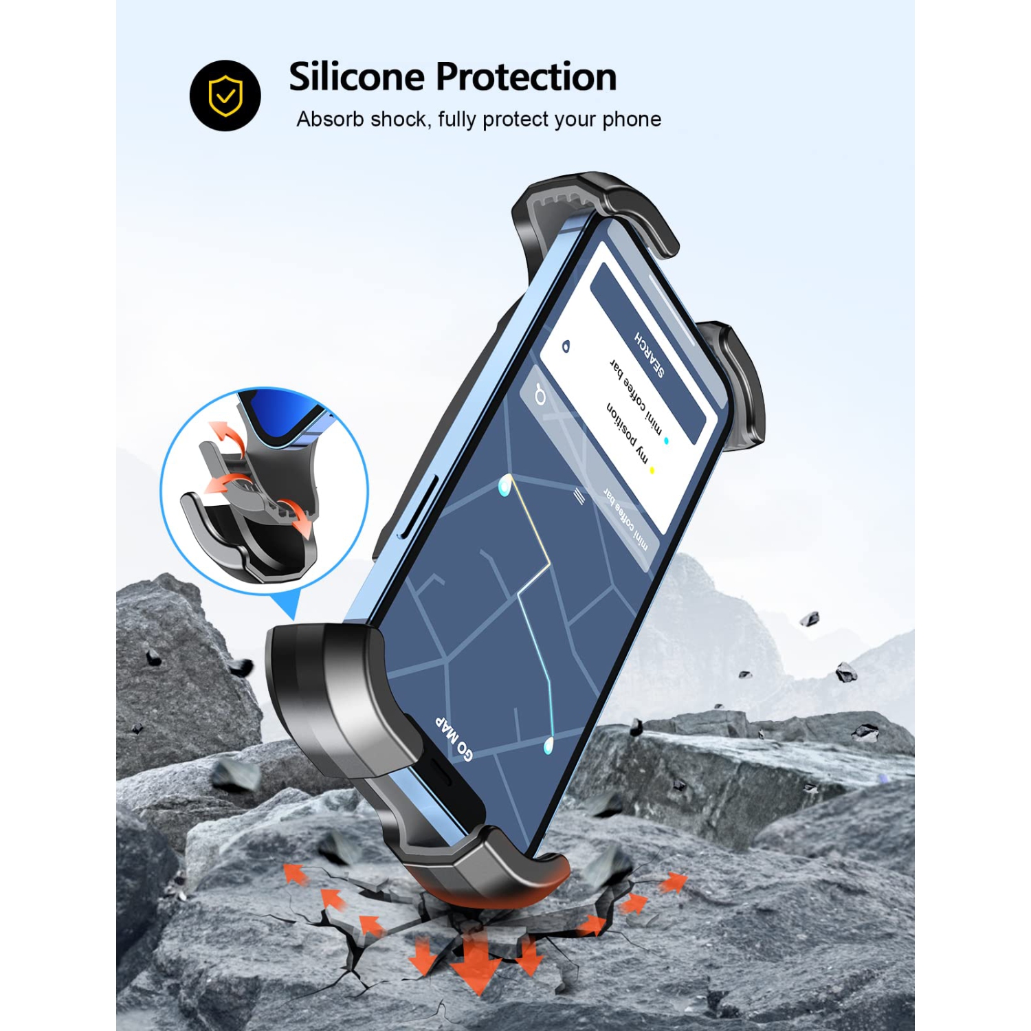 Support de téléphone de vélo, support de téléphone de moto - Support de téléphone de vélo pince de guidon pour vélo, moto de vélo - compatible avec