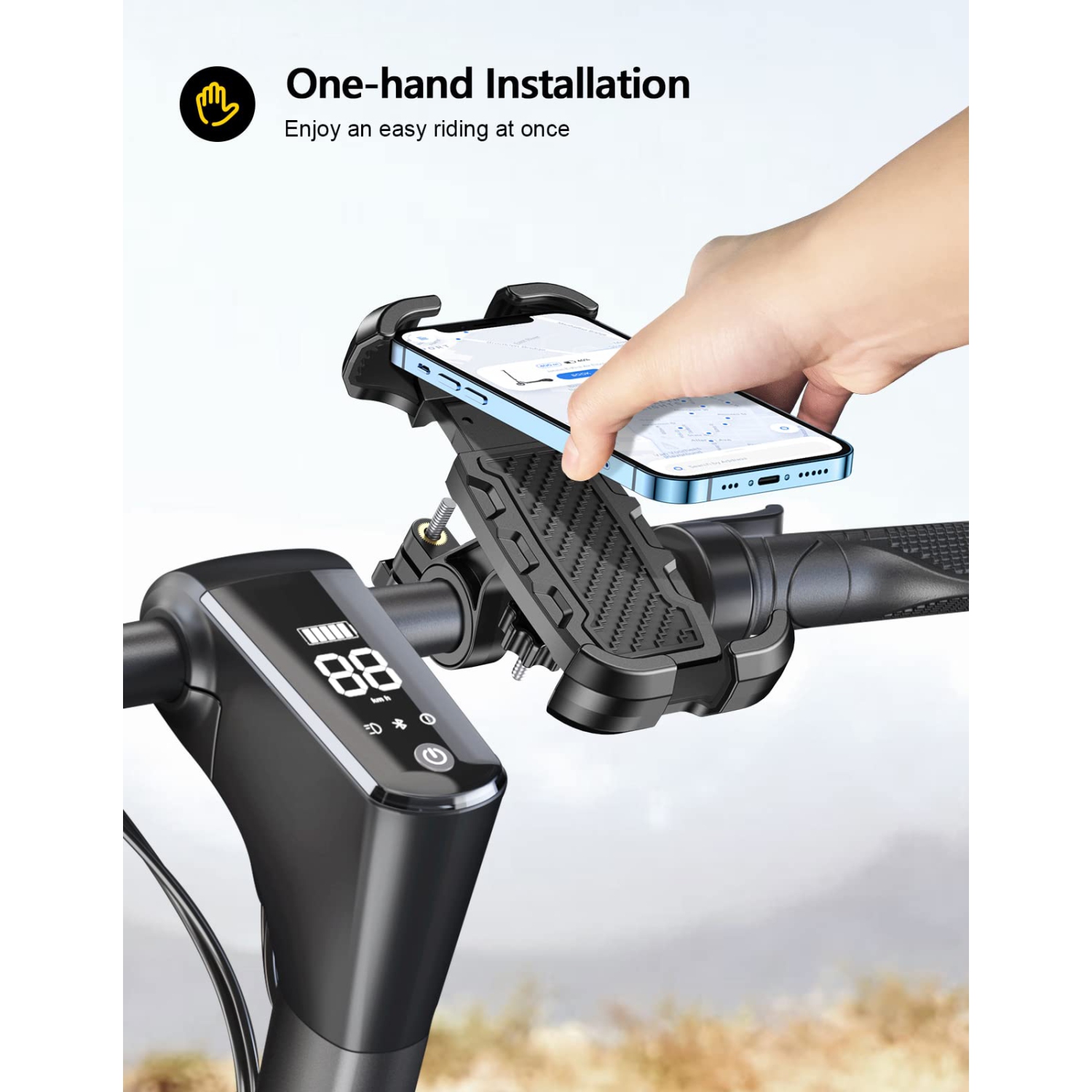 Support de téléphone de vélo, support de téléphone de moto - Support de téléphone de vélo pince de guidon pour vélo, moto de vélo - compatible avec