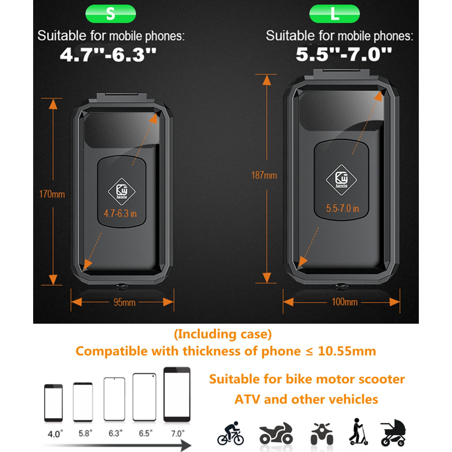 Bike Phone Mount Waterproof, Motorcycle Phone Mount with Aluminum Alloy Handlebar Mount Base & Touch-Screen, 360 Rotation Bike Phone Holder Suitable