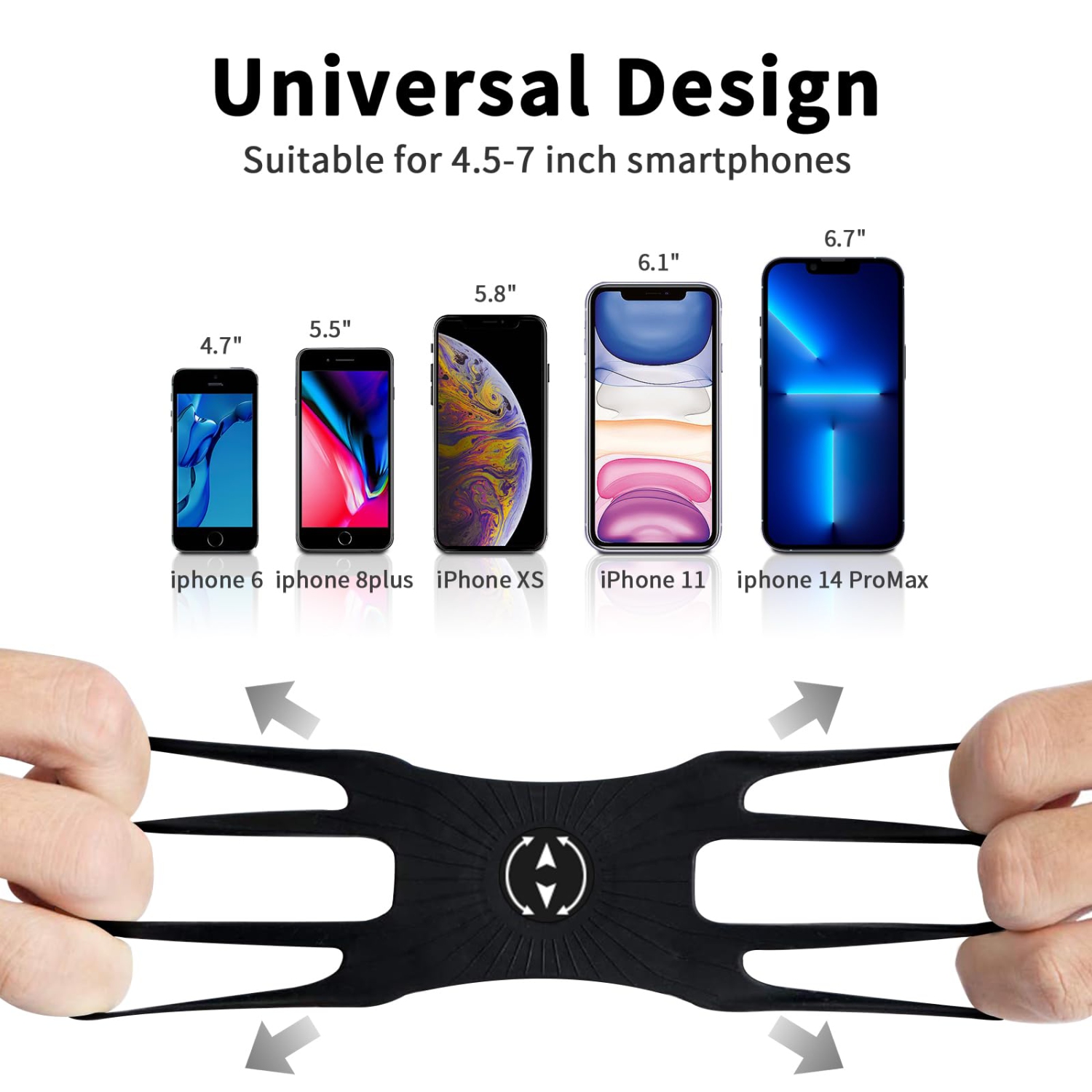 Support de téléphone pour vélo 3-en-1, support de téléphone pour poignet/brassards pour téléphone cellulaire, pivotant à 360° et amovible pour