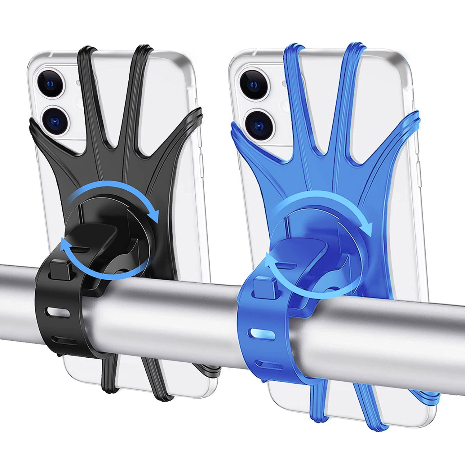 Bike Phone Mount, 2 Pack Universal Motorcycle Phone Mount, 360° Adjustable Bike Phone Holder, for iPhone 7/8/X/11/12/Pro/Plus, Galaxy, Google Pixel, Nubia, LG