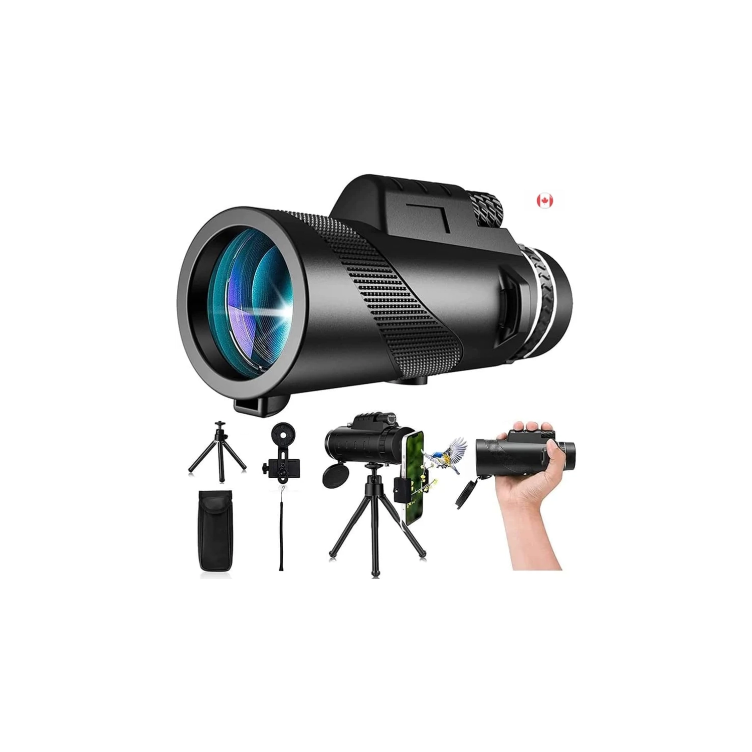 New 2024 Monocular Telescope 80x100 High Powered with Smartphone Adapter and Tripod for Adults - Bird Watching, Wildlife, Hiking, Camping, Travelling