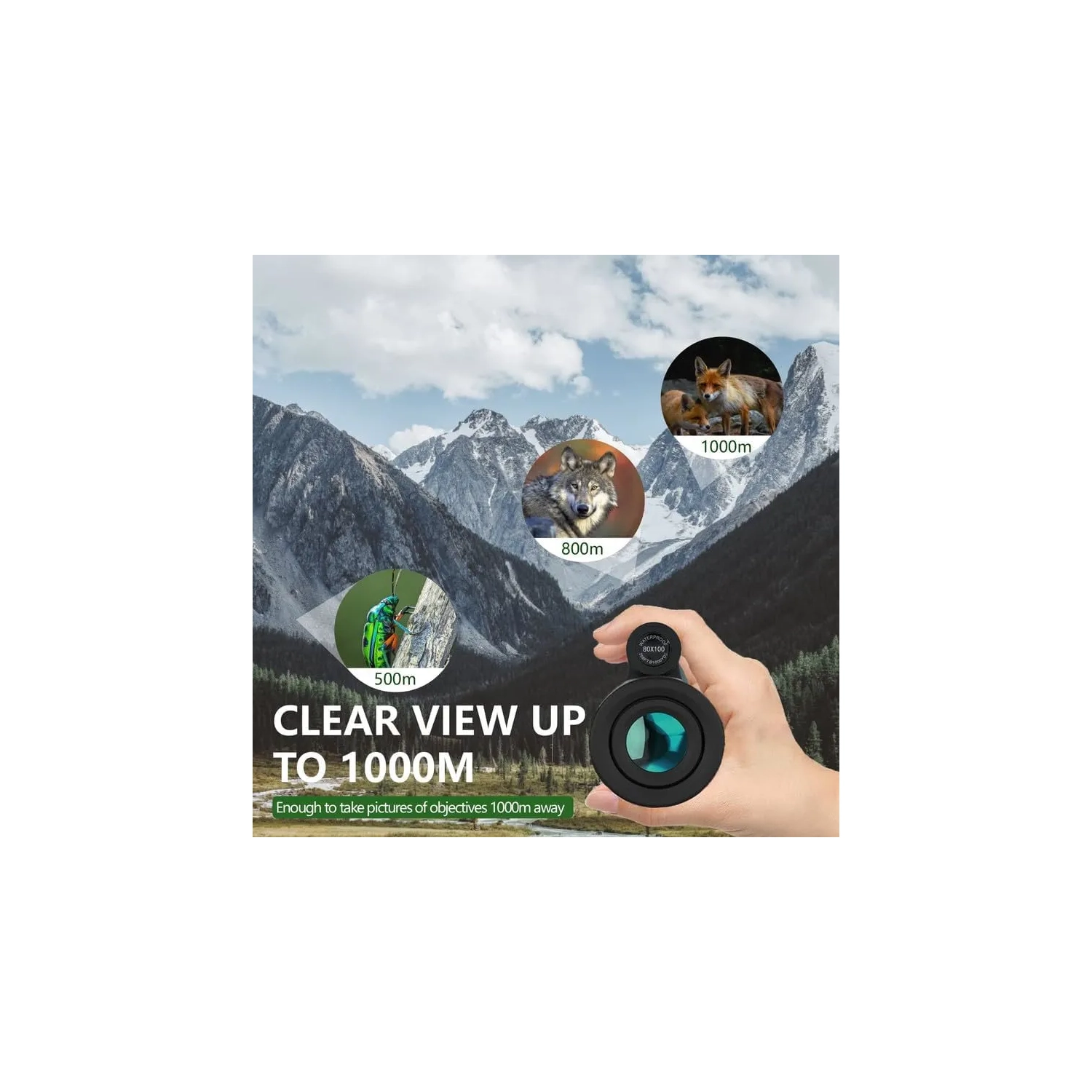 New 2024 Monocular Telescope 80x100 High Powered with Smartphone Adapter and Tripod for Adults - Bird Watching, Wildlife, Hiking, Camping, Travelling