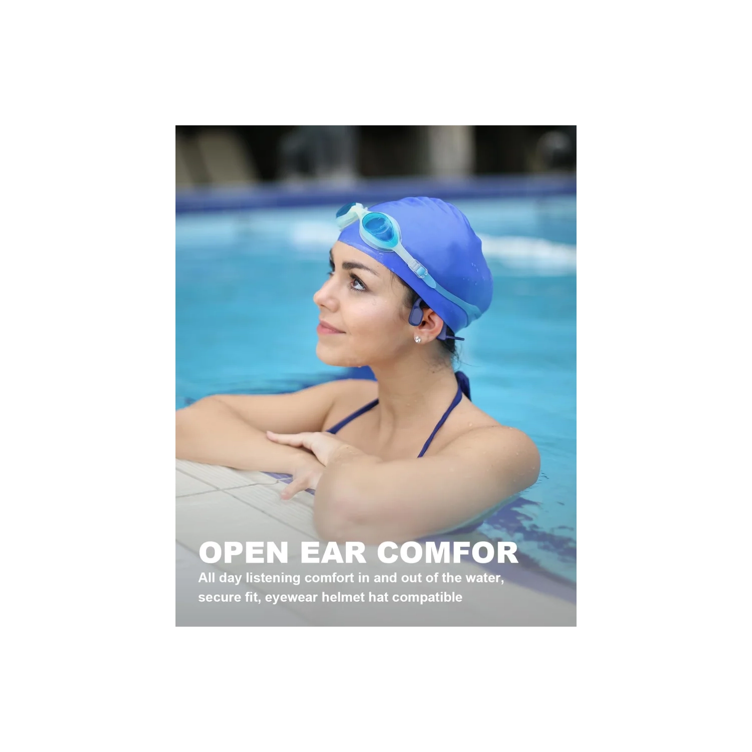 Bone Conduction Swimming Headphones, IP68 Waterproof, Open Ear Headphones with Built-in MP3 8GB Memory, Wireless Sport Earphones for Swimming,