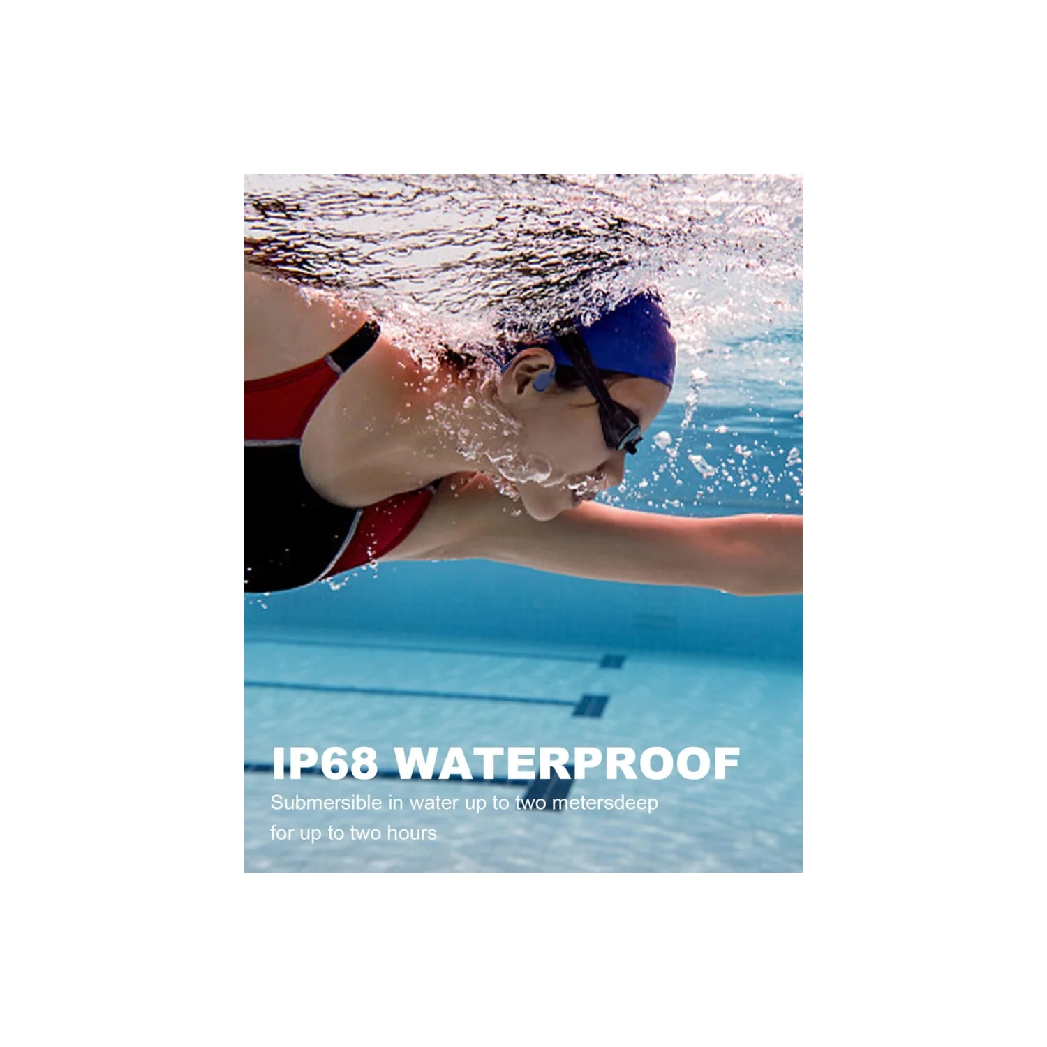 Bone Conduction Swimming Headphones, IP68 Waterproof, Open Ear Headphones with Built-in MP3 8GB Memory, Wireless Sport Earphones for Swimming,