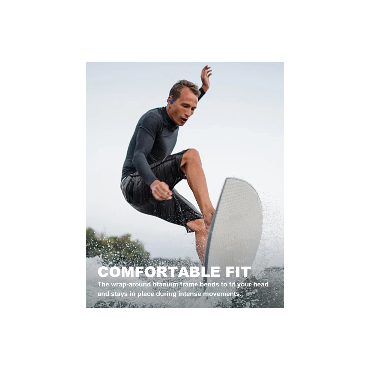 Bone Conduction Swimming Headphones, IP68 Waterproof, Open Ear Headphones with Built-in MP3 8GB Memory, Wireless Sport Earphones for Swimming,