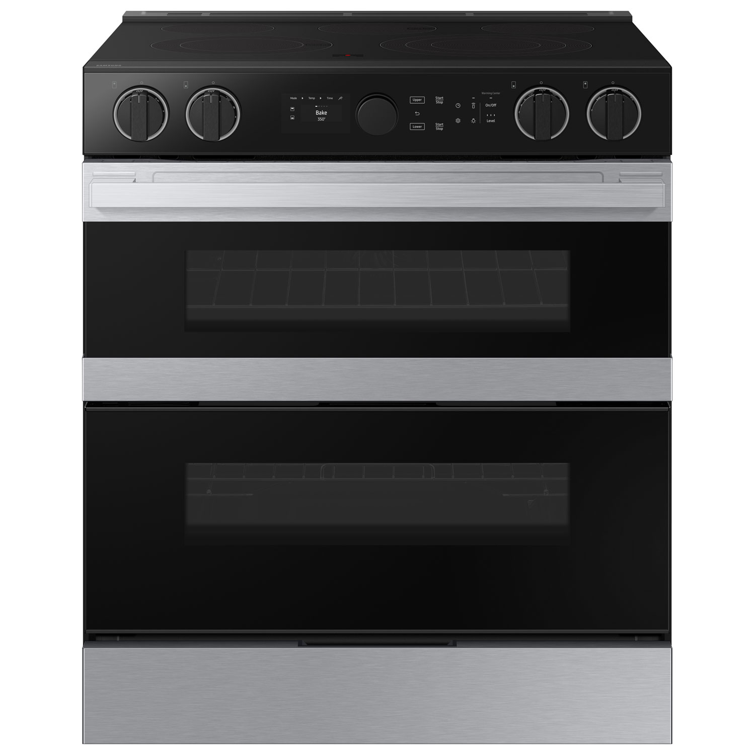 Samsung 30" 6.3 Cu. Ft. Double Oven 5-Element Slide-In Electric Air Fry Range (NSE6DG8550SRAC) - Stainless Steel