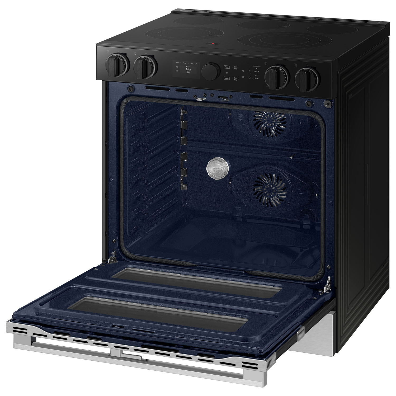 Samsung 30" 6.3 Cu. Ft. Double Oven 5-Element Slide-In Electric Air Fry Range - Stainless Steel