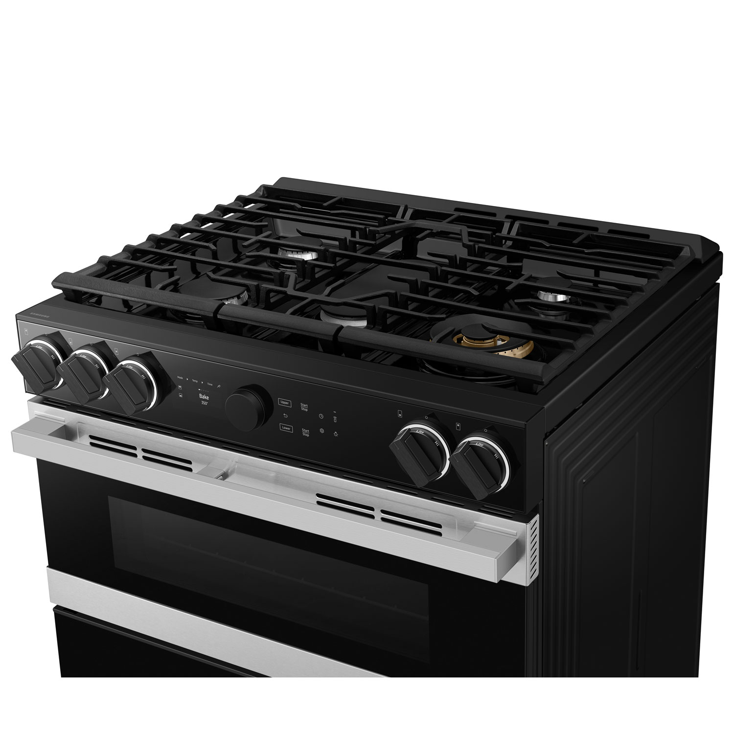 Cuisinière biénergie encastrable avec friture à air chaud à deux fours et 5 brûleurs 30 po de Samsung - Acier inoxydable