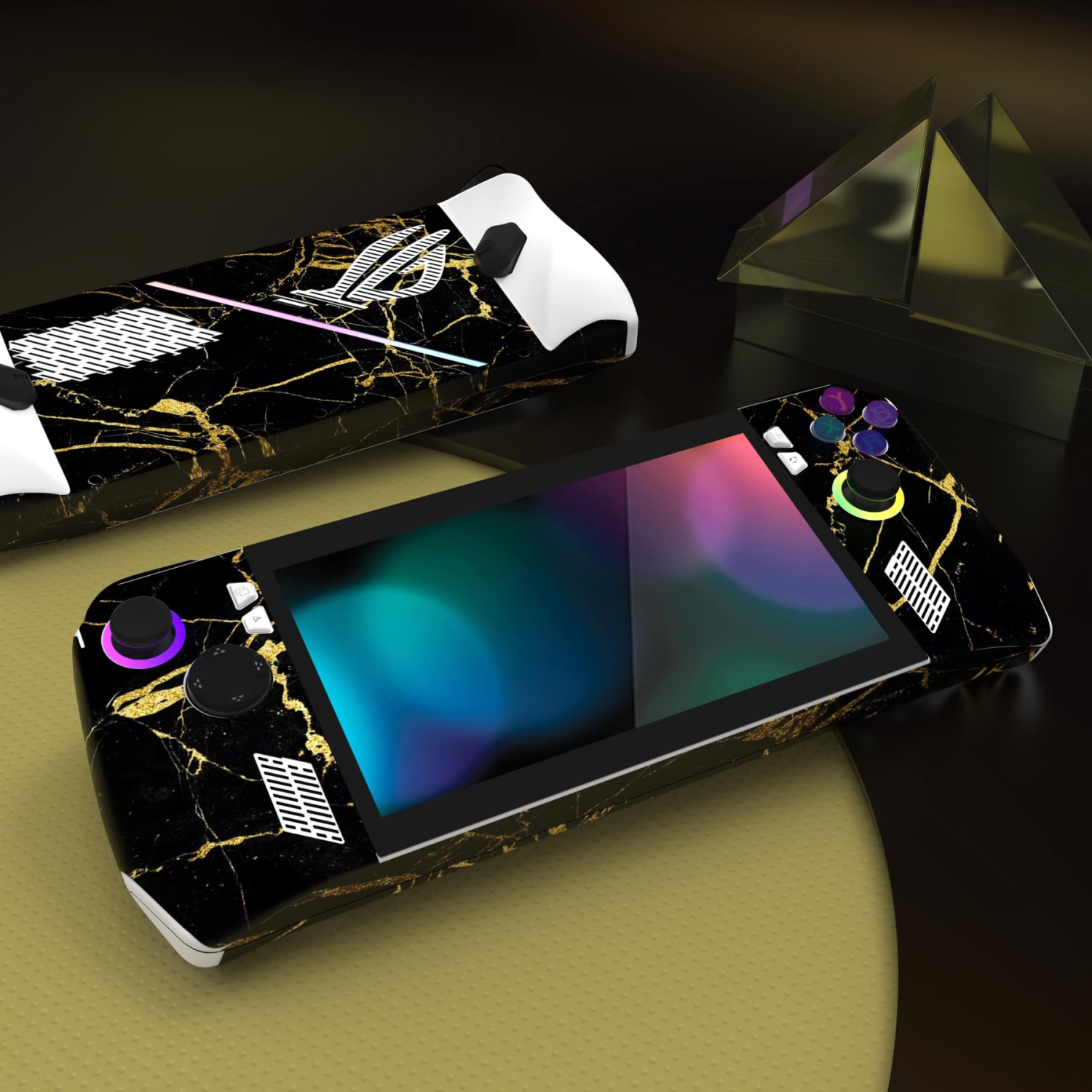 Protective Skin Decal for ROG Ally, Custom Stickers Vinyl Wraps for ROG Ally Handheld Gaming Console - Black & Gold Marble Effect
