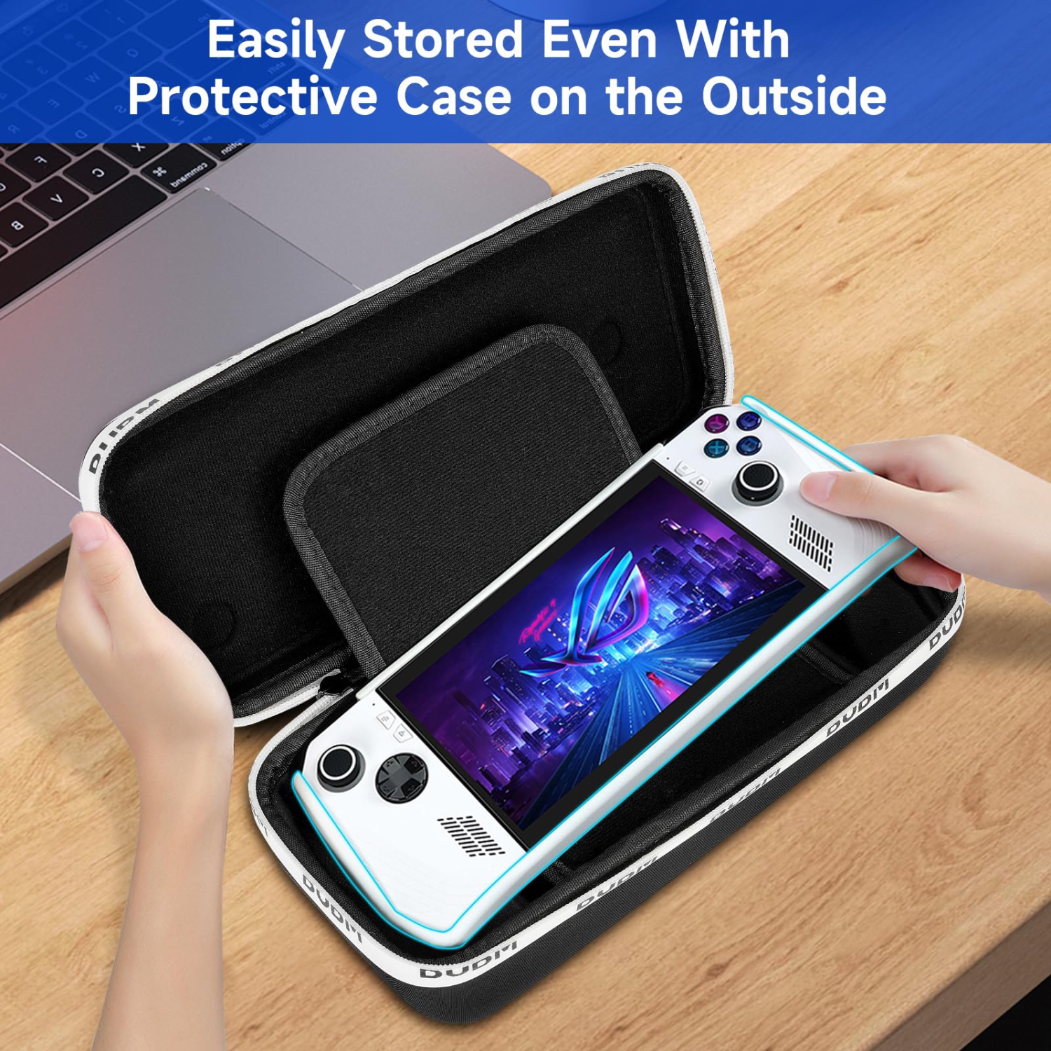 Étui de transport compatible avec la console de jeu portative ROG Ally d'Asus avec protecteur d'écran et capuchons antidérapants en silicone, étui