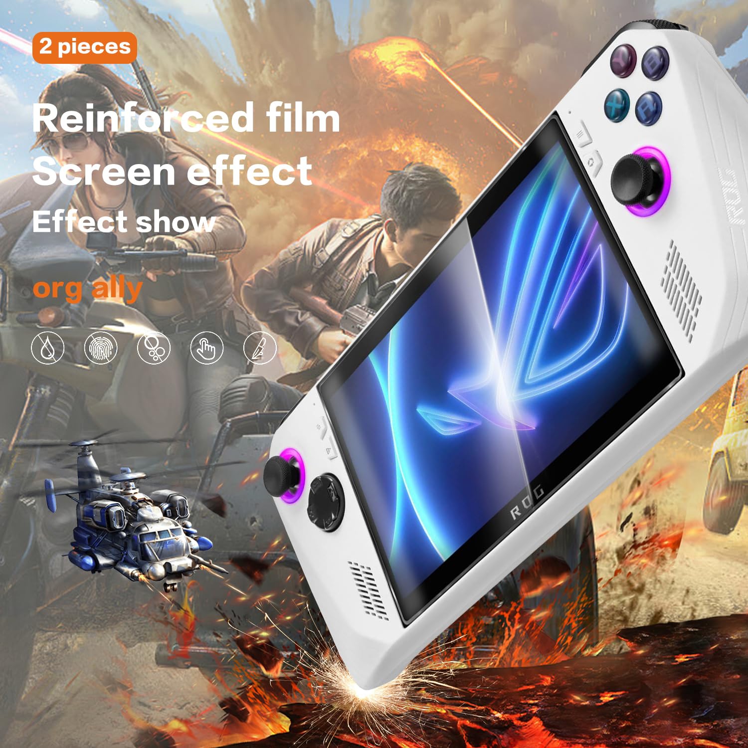 TUTUO Verre Trempé Pour Asus Rog Ally/Rog Ally X/Rog Xbox Ally/Rog Xbox Ally X, 2 Pièces Protection écran, Ultra Top 9H Dureté, Anti-Reflet Et Anti-Traces De Doigts HD Vitre Protecteurs D'écran