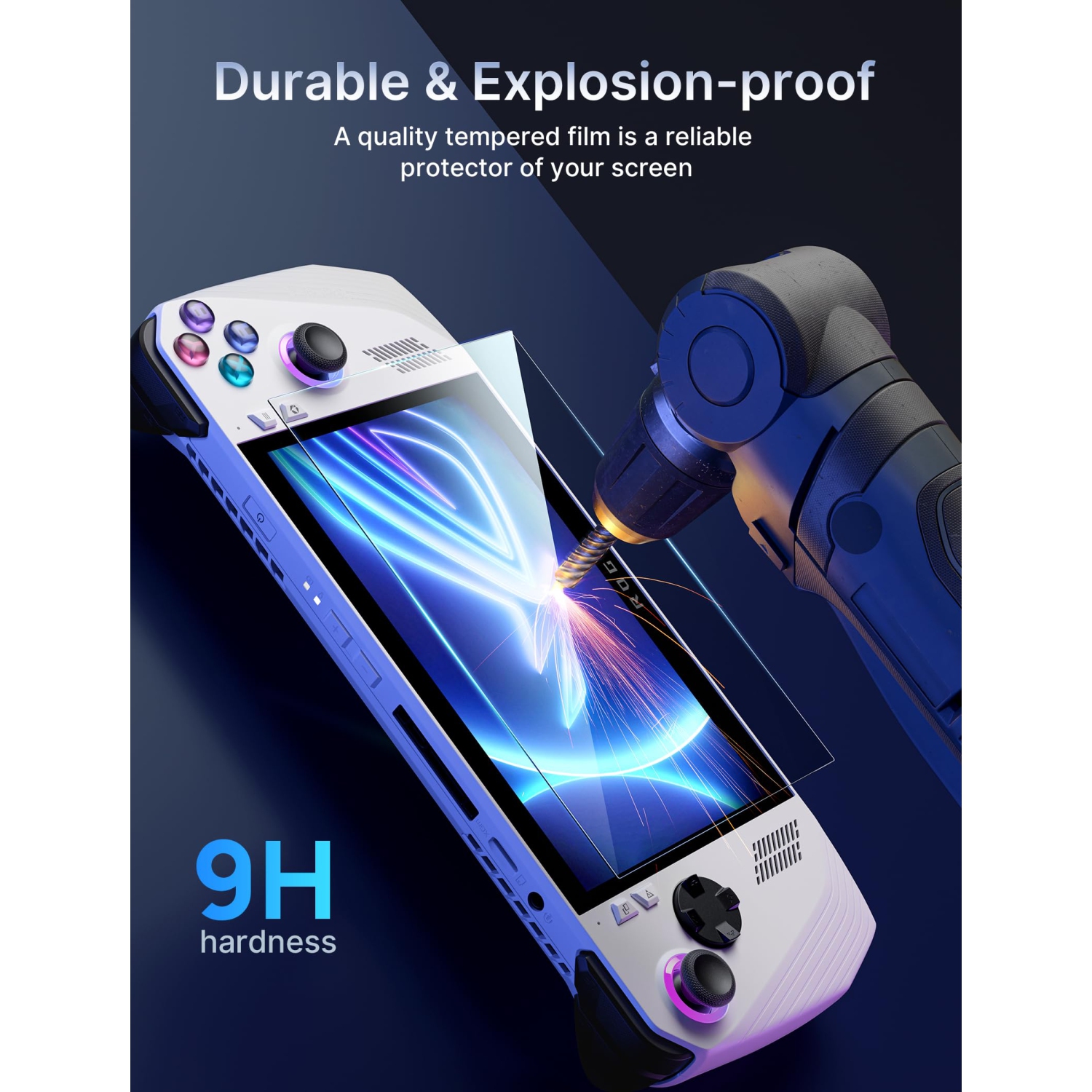 2 protecteurs d'écran ROG Ally, protecteur de verre trempé Ultra HD 9H Hardness, facile à installer avec cadre de guidage, protecteur d'écran