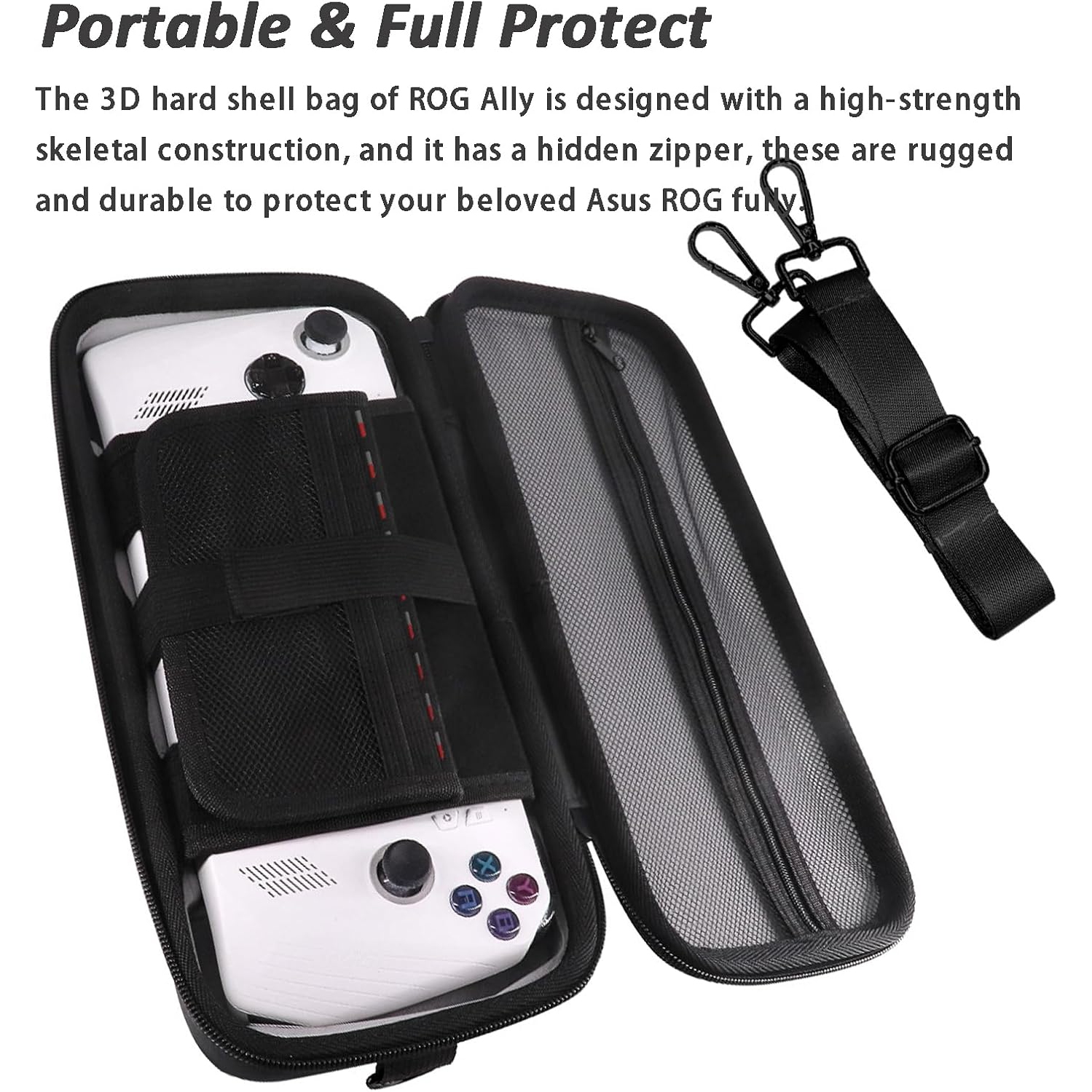 Asus ROG Ally X 2024/ROG Ally 2023 Storage Case|Large Capacity Portable Carrying Full-Body Protective Storage Bag Case for Asus ROG Ally X/Asus ROG
