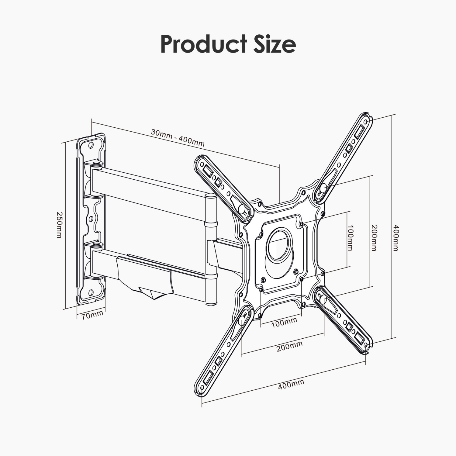 26-60 inch Full Motion TV Wall Mount Hold up to 80lbs and Max VESA 400x400mm, Wall Mount Corner Bracket with Articulating Arm, Swivel & Tilt Extension