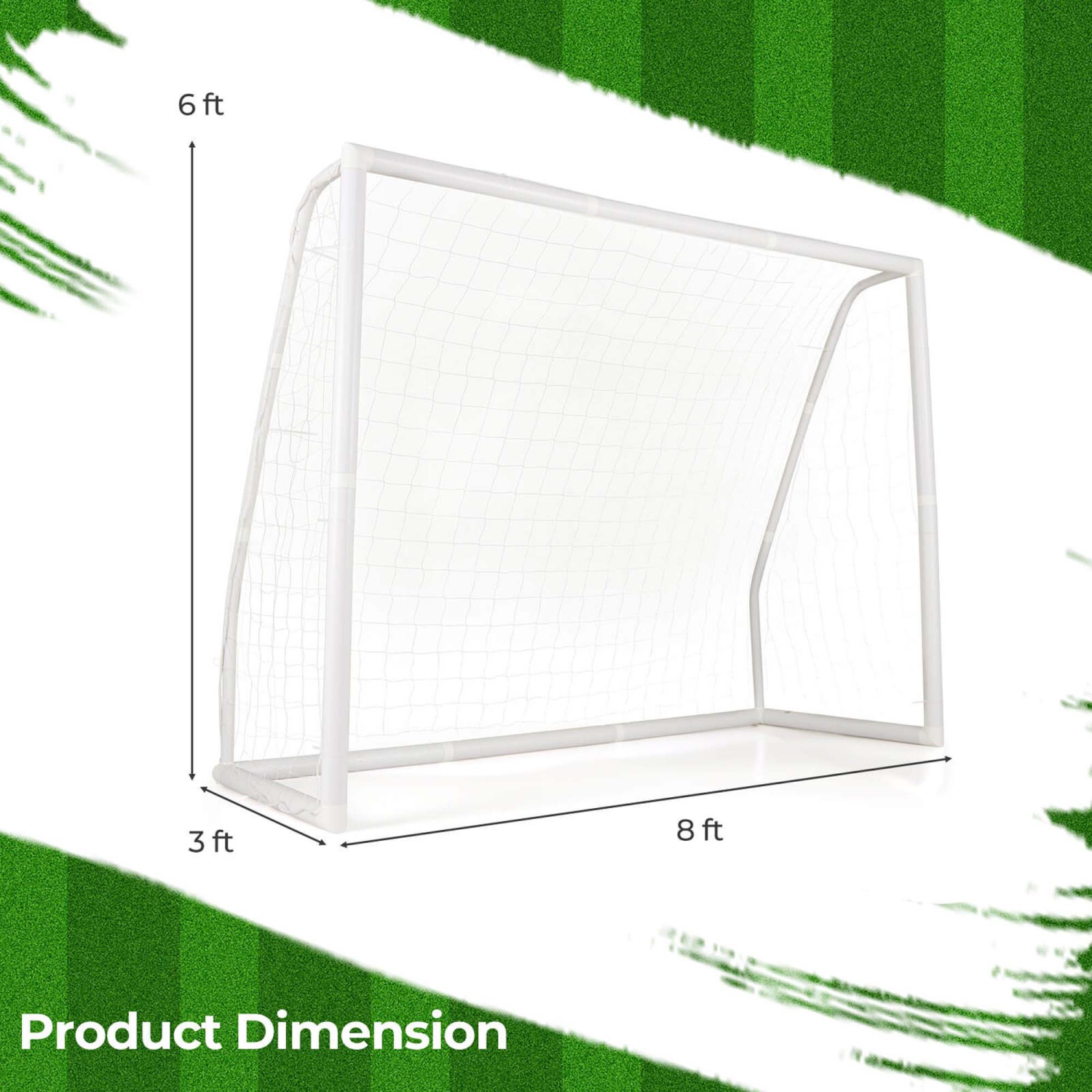 Costway All Weather Soccer Goal Football Training Equipment with Anti-tearing Net