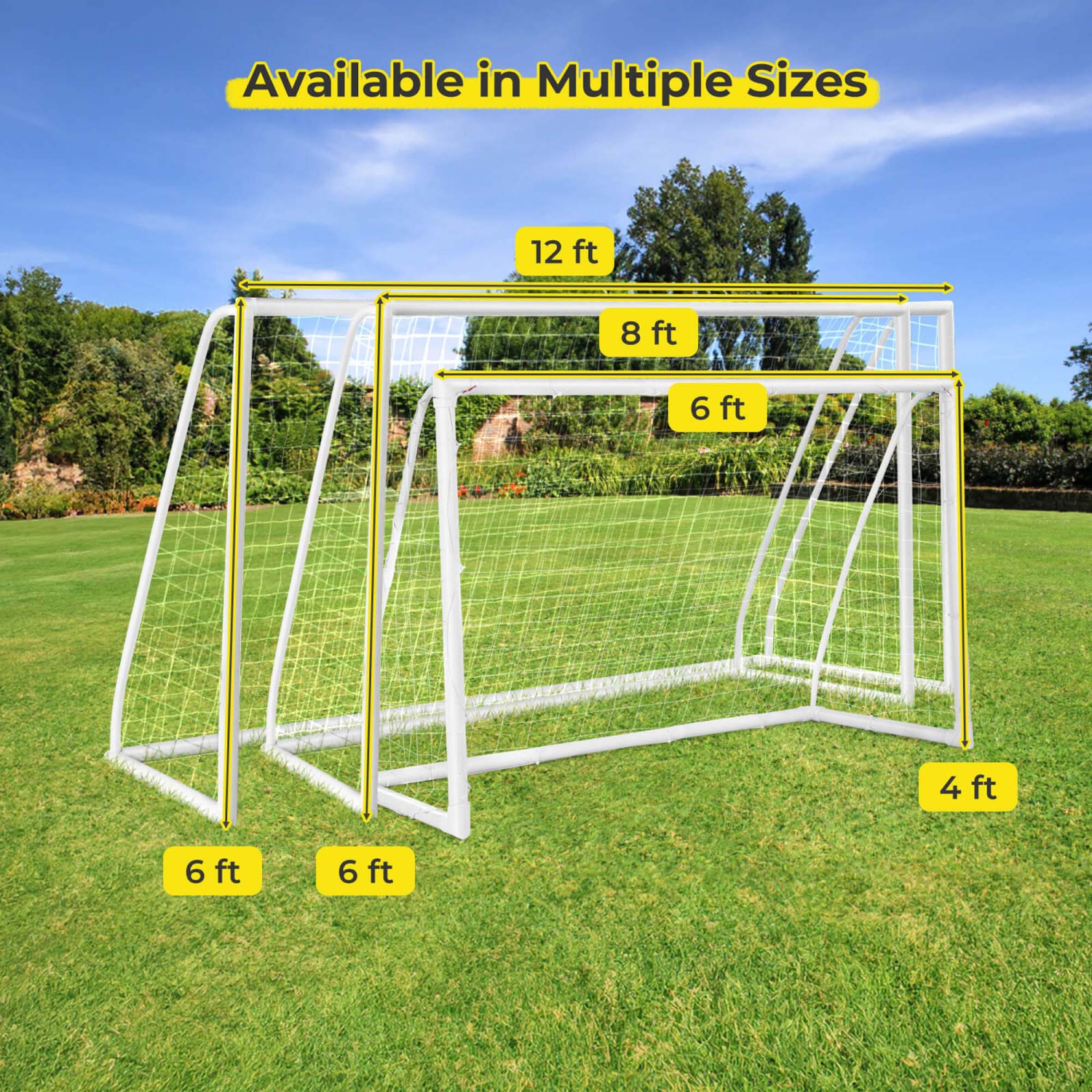 Costway All Weather Soccer Goal Football Training Equipment with Anti-tearing Net