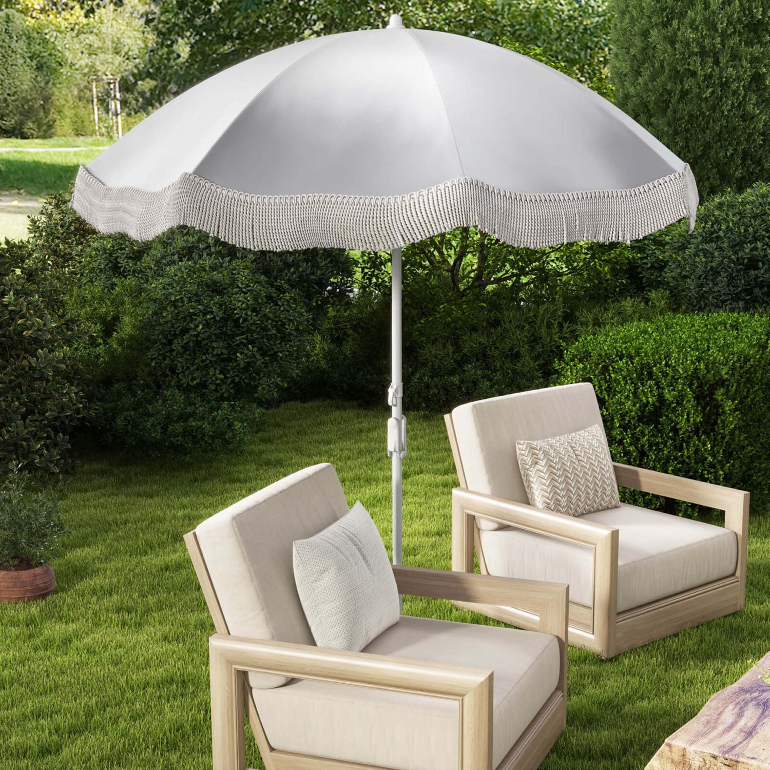 Parasol de patio à franges d'extérieur Goplus de 6,5 pi avec sac de transport inclinable à bouton-poussoir pour le jardin