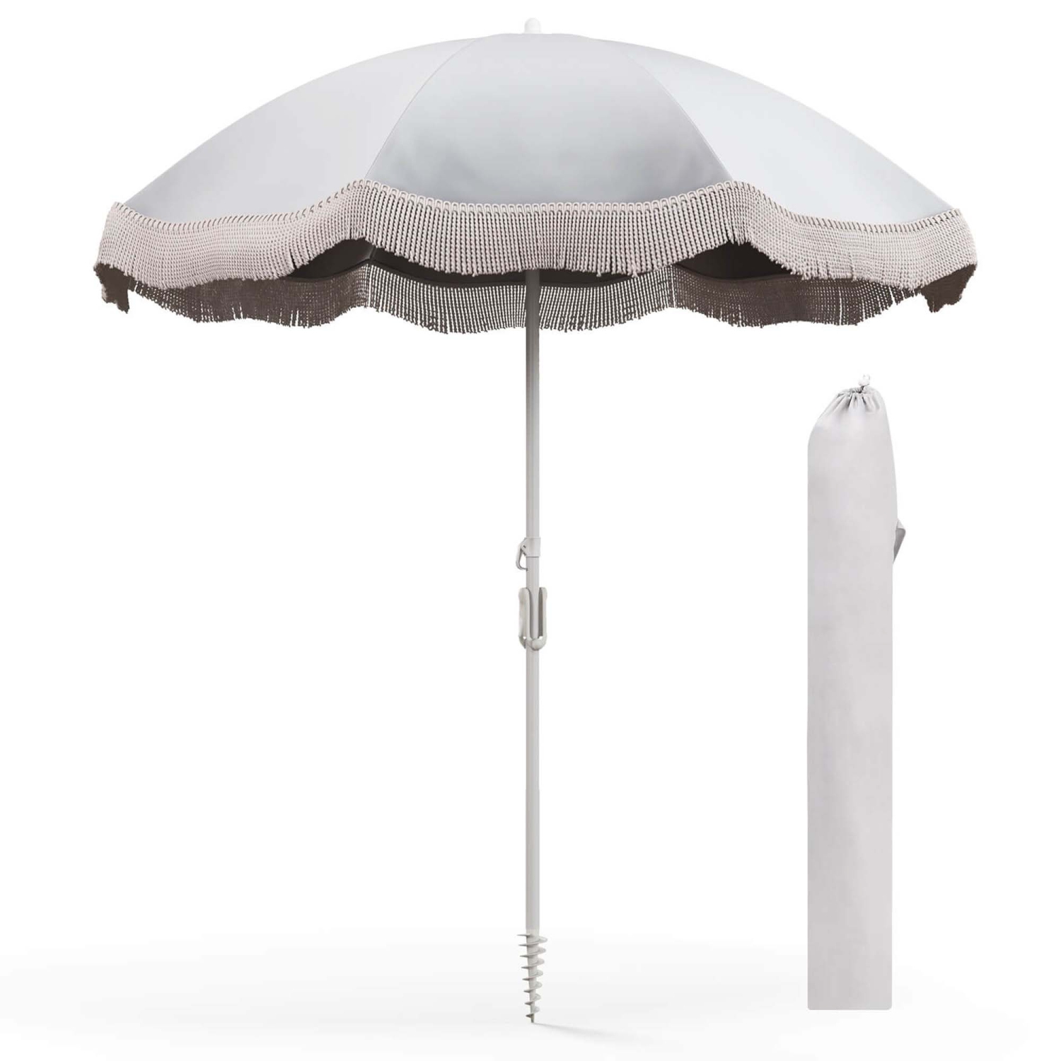 Parasol de patio à franges d'extérieur Goplus de 6,5 pi avec sac de transport inclinable à bouton-poussoir pour le jardin