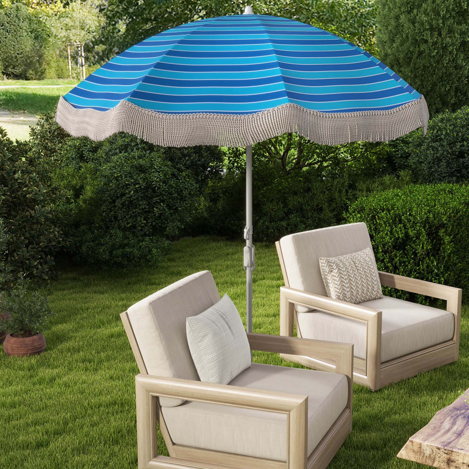Parasol de patio à franges d'extérieur Goplus de 6,5 pi avec sac de transport inclinable à bouton-poussoir pour le jardin