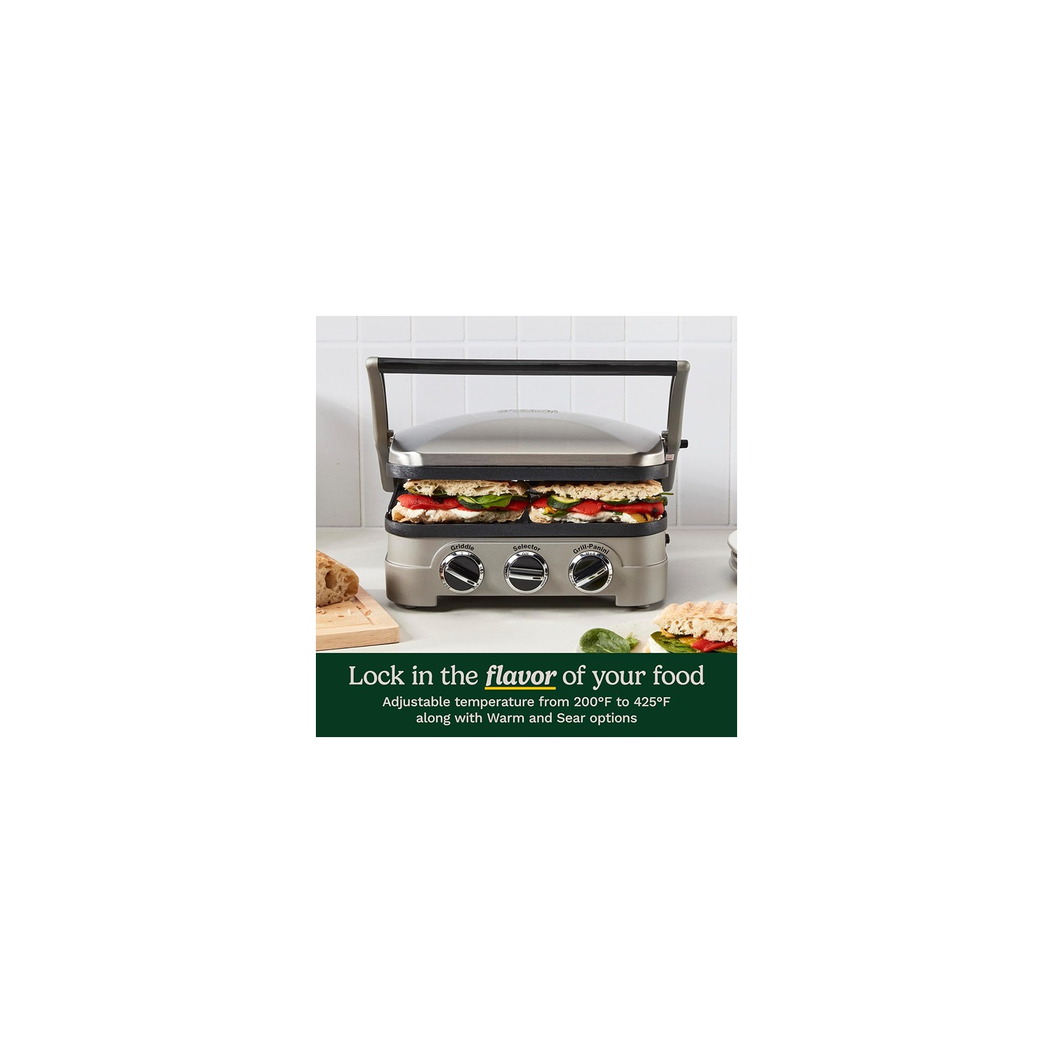 34,29 x 29,21 x 18,08&nbsp;cm de Cuisinart : un gril antiadhésif réglable avec un gril argenté