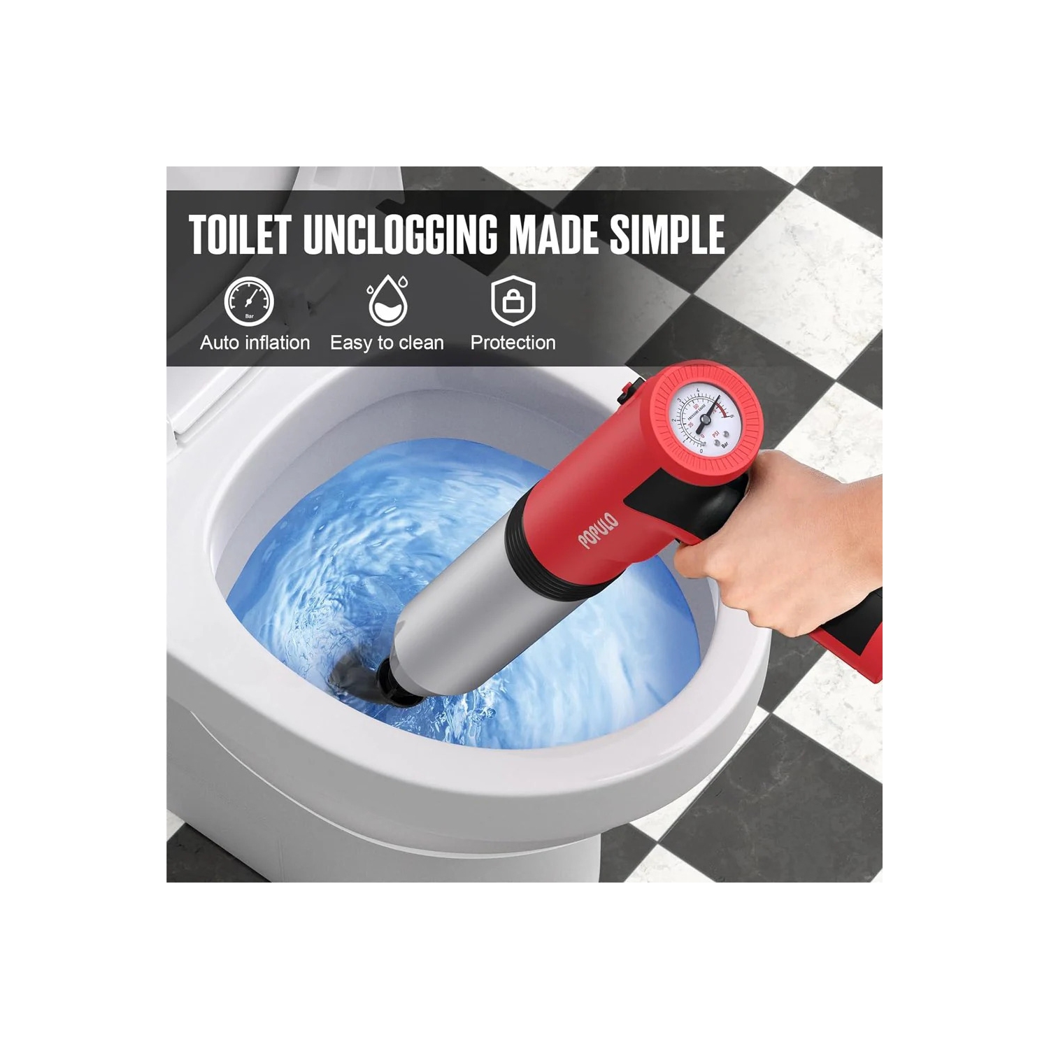 InstaPlunge Pro Electric Plunger with Multiple Attachable Heads