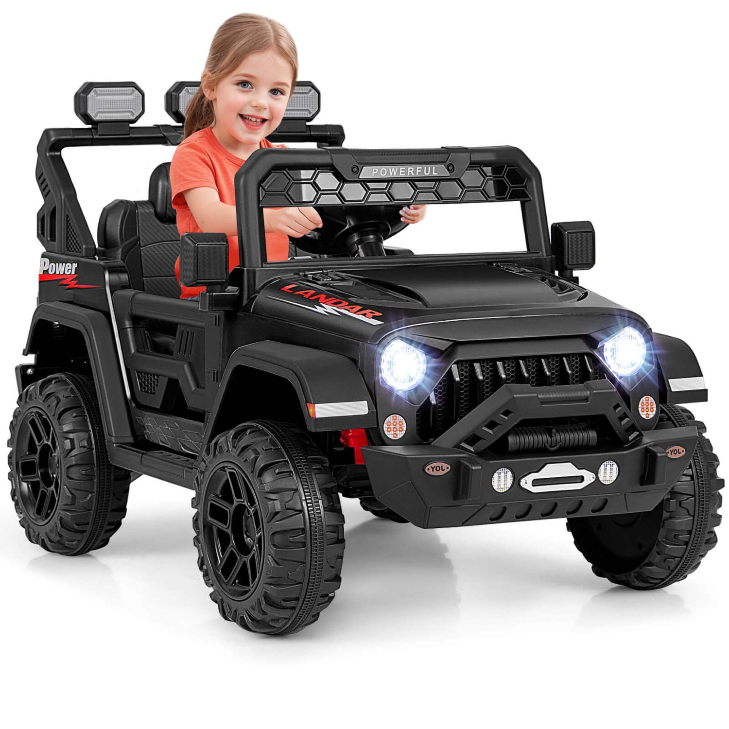 Costway 12V Kids Ride On Truck with 2*12V Motors Spring Suspension & Remote Control