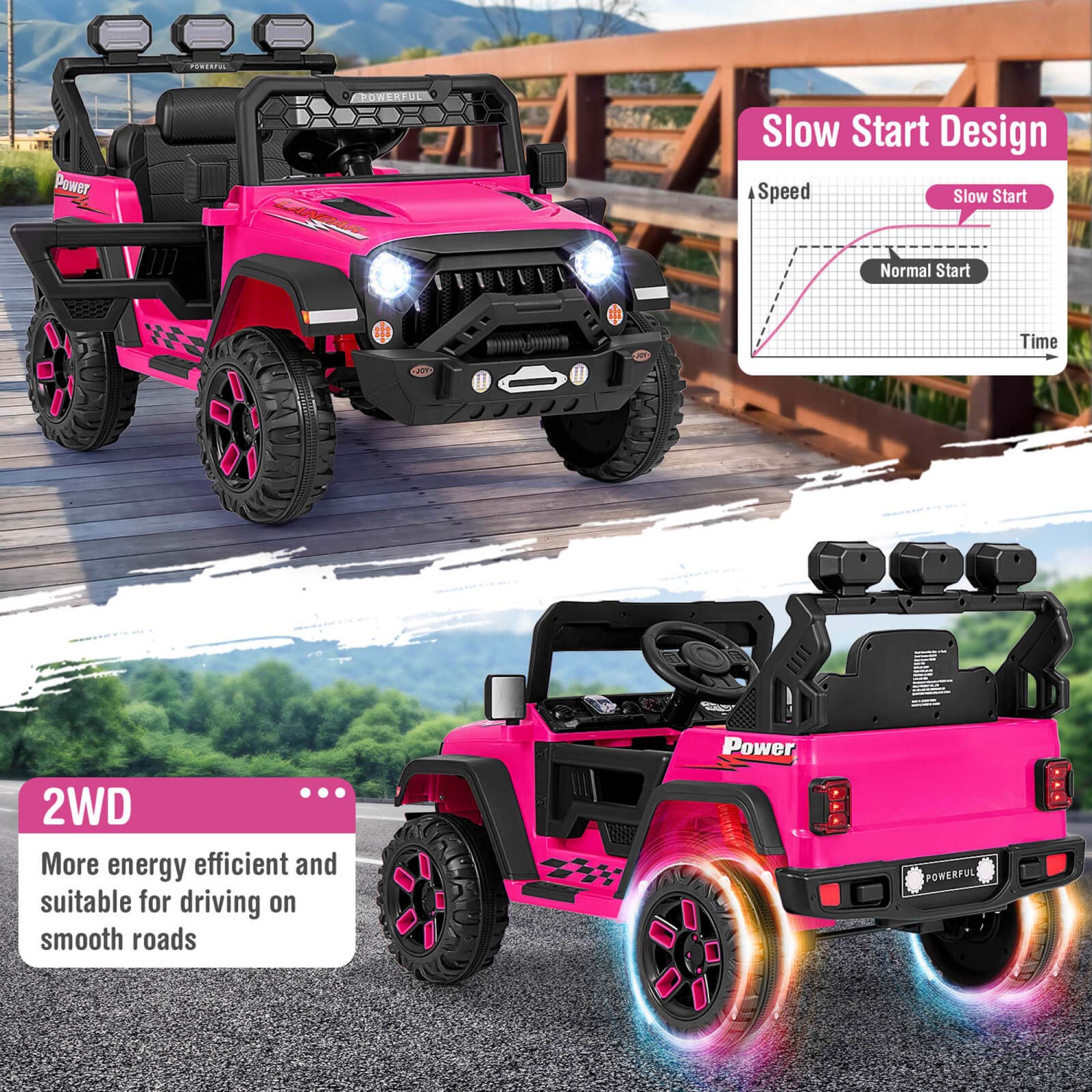 Costway 12V Kids Ride On Truck with 2*12V Motors Spring Suspension & Remote Control