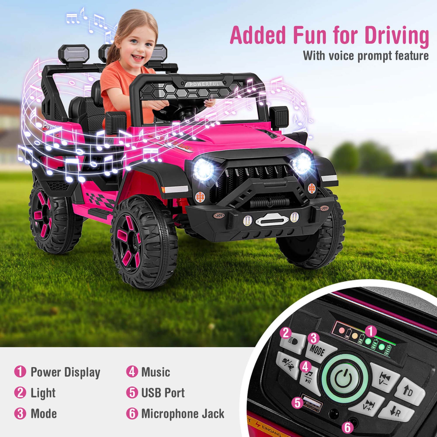 Costway 12V Kids Ride On Truck with 2*12V Motors Spring Suspension & Remote Control