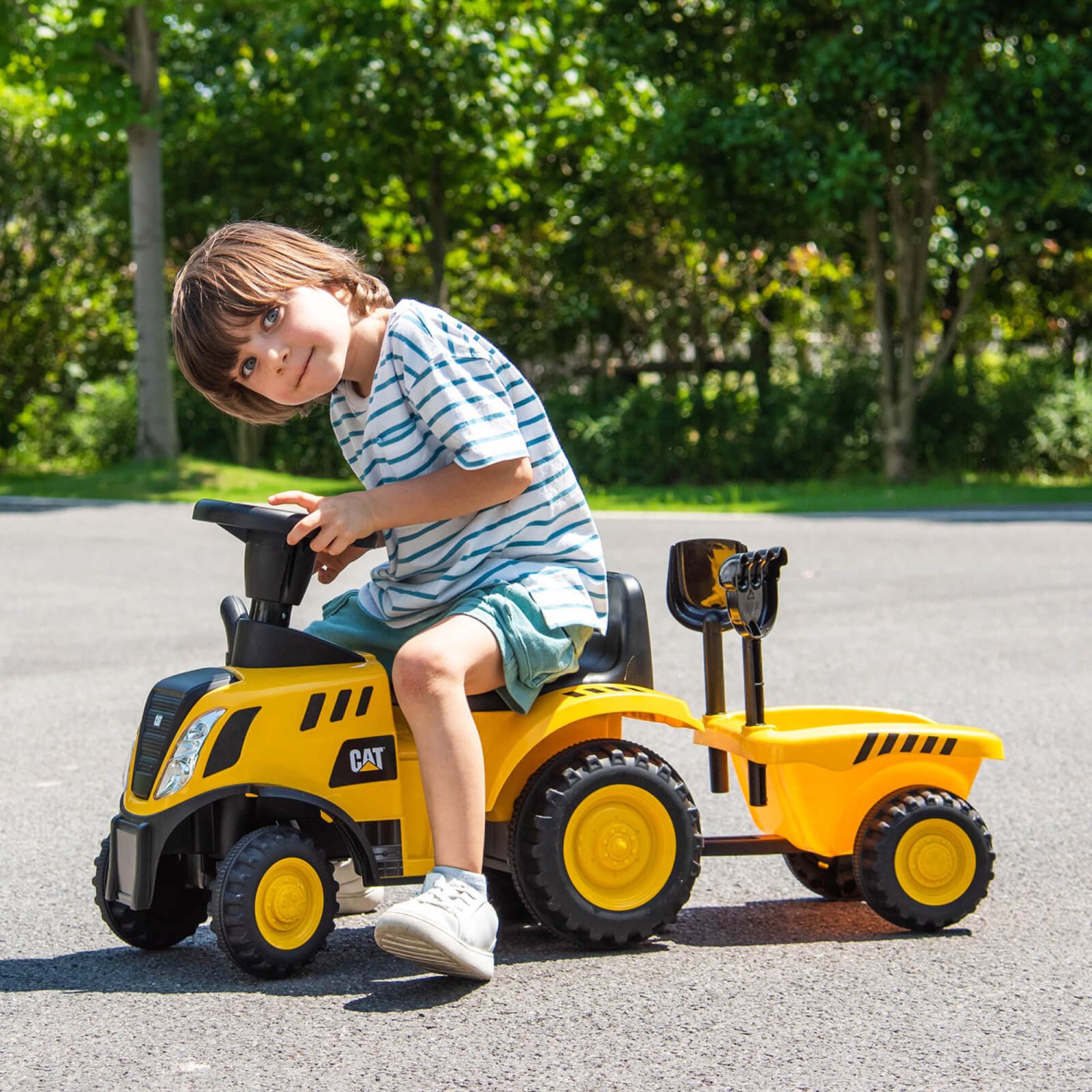 Costway Kids Ride on Tractor Licensed Caterpillar Foot to Floor Sliding Car with Shovel