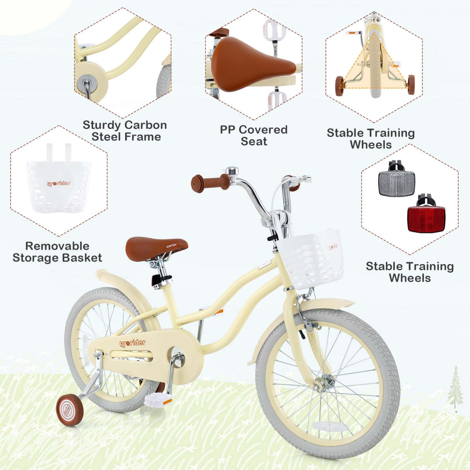 Costway 18" Kids Bike Toddler Bicycle with Training Wheel Kickstand for 4-8 Years Old