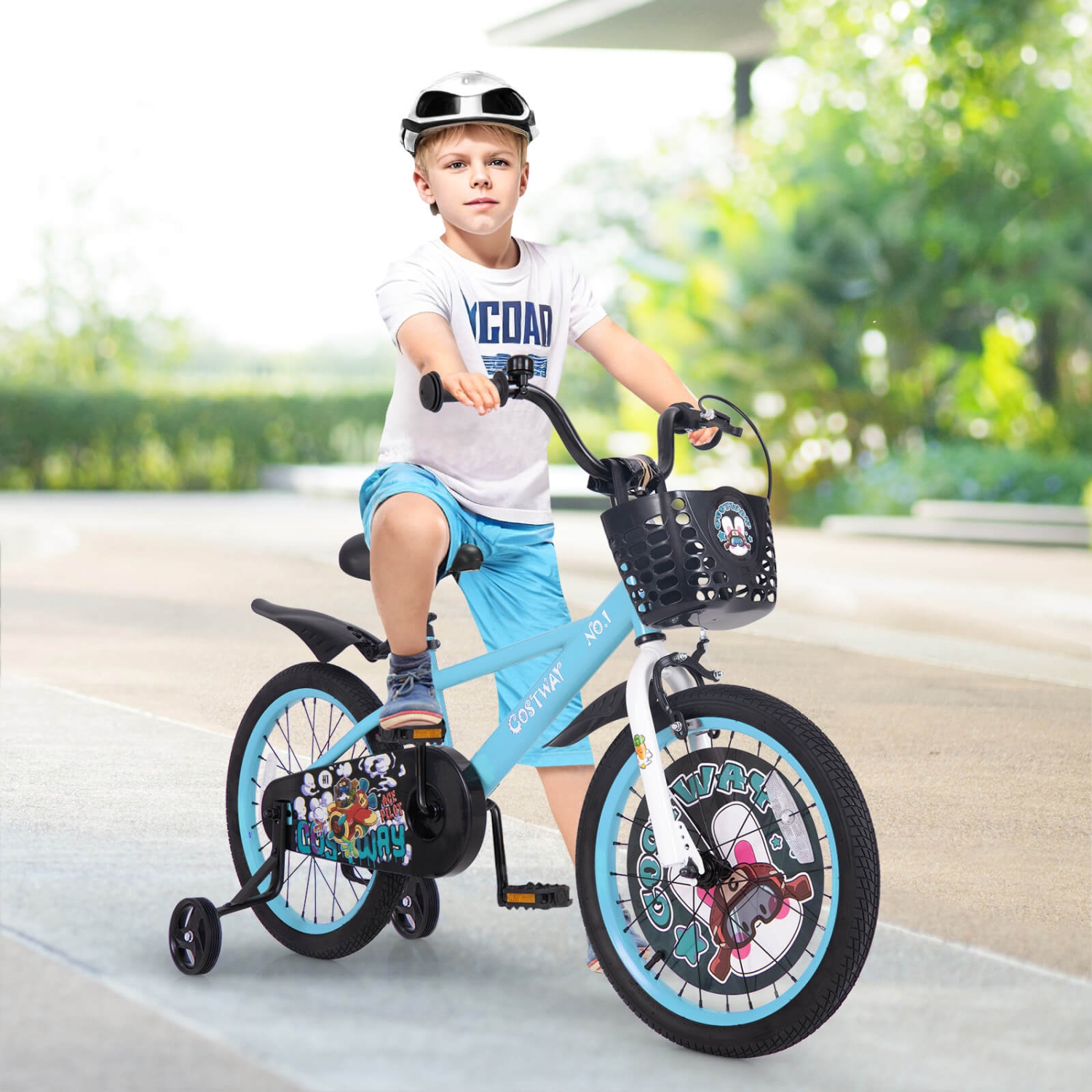 Costway 18" Kid's Bike for 4-8 with Height-Adjustable Handlebar & Saddle Handbrake