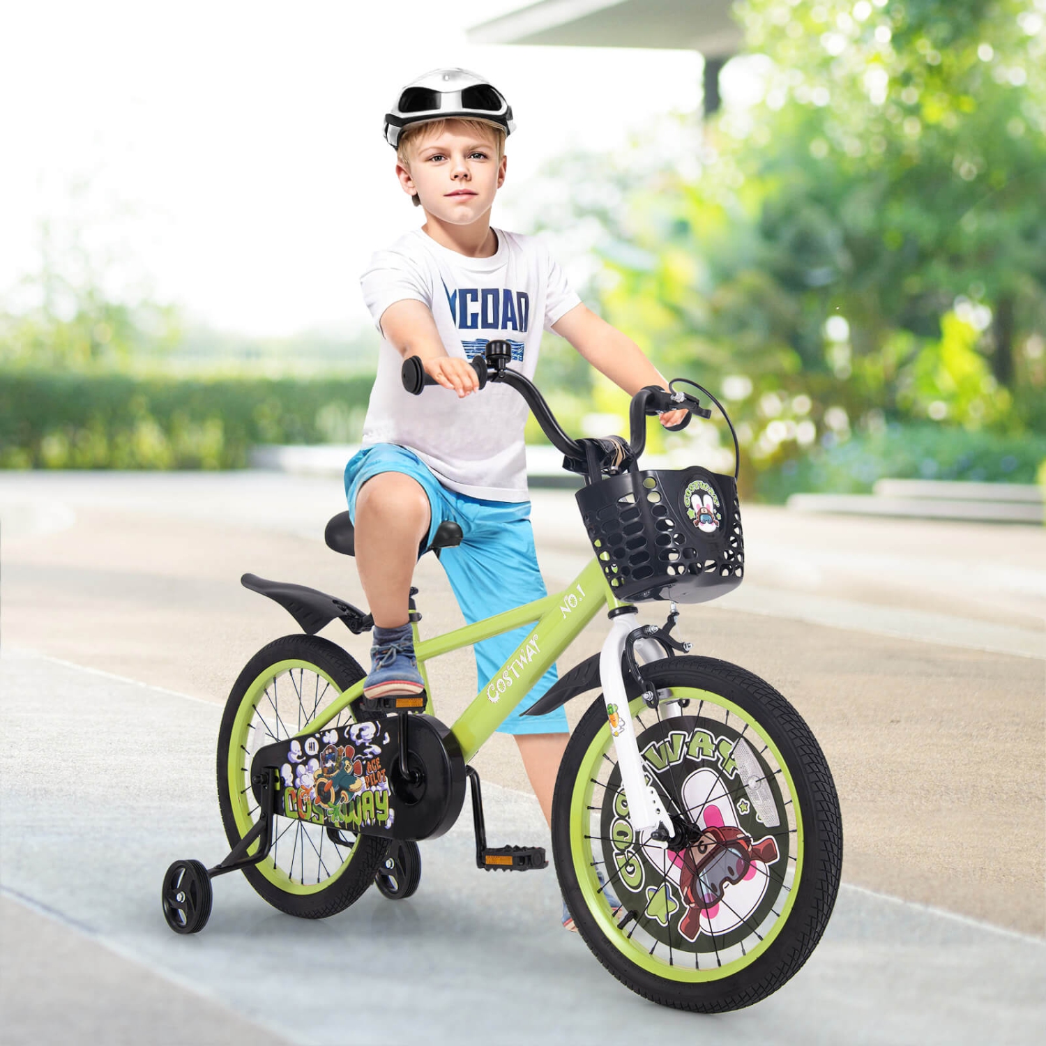 Costway 18" Kid's Bike for 4-8 with Height-Adjustable Handlebar & Saddle Handbrake