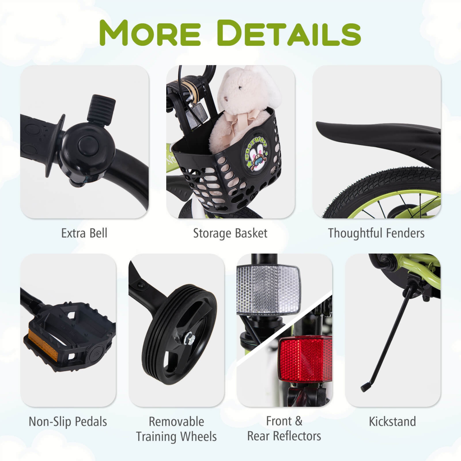 Costway 18" Kid's Bike for 4-8 with Height-Adjustable Handlebar & Saddle Handbrake