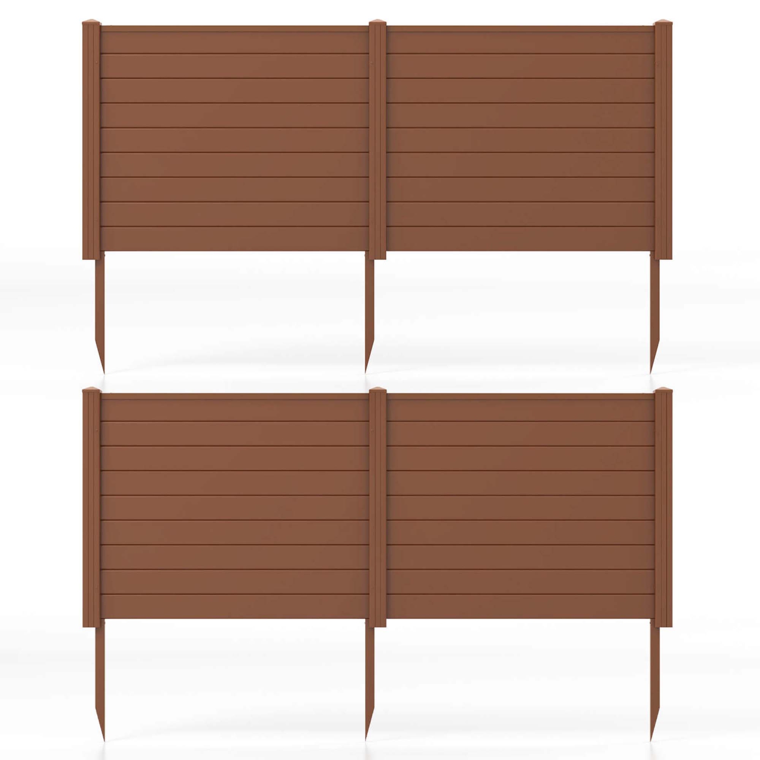 Costway 4 Pack 48" x 37.5" Air Conditioner Fence Screen Panel Kit with 3 Ground Stakes Brown