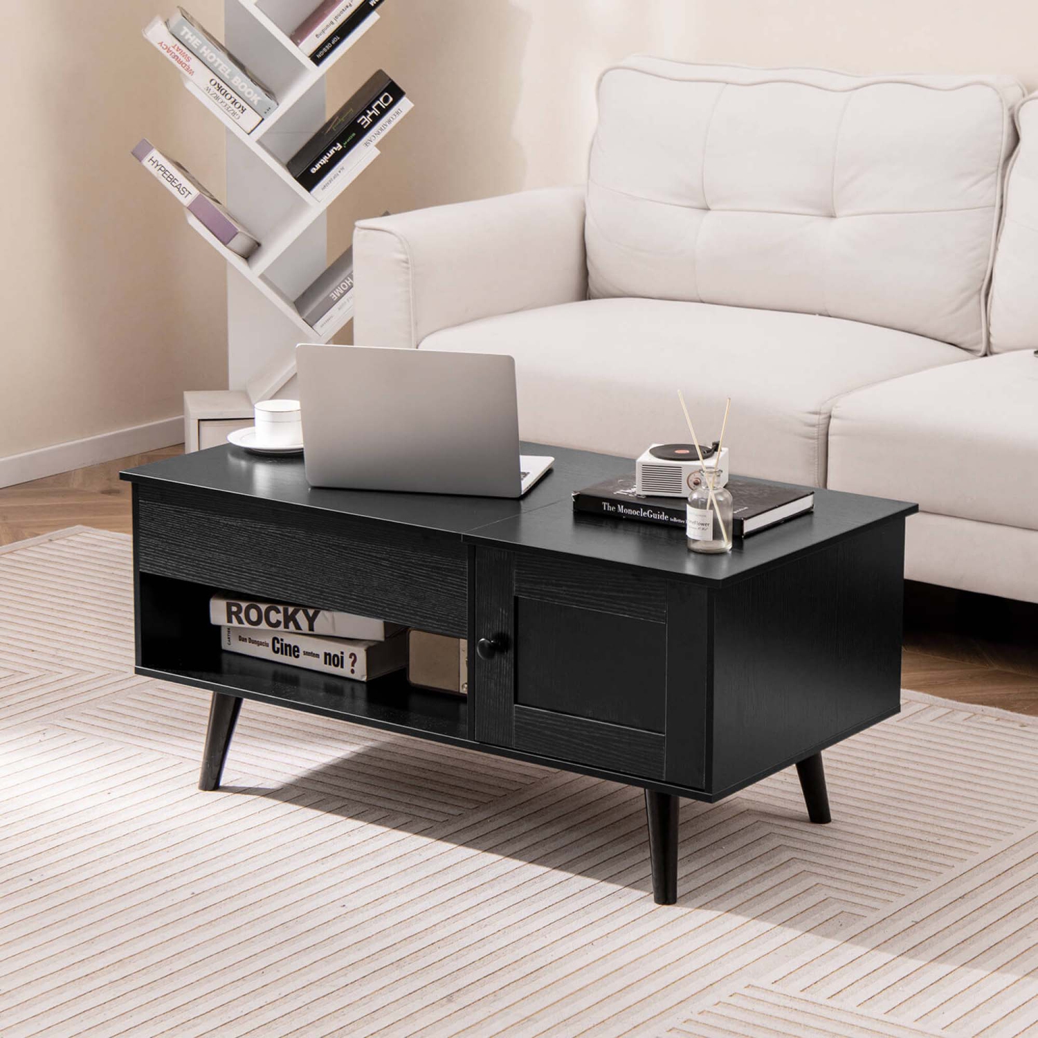 Costway Lift Top Coffee Table with Storage Hidden Compartment Cabinet & Open Shelf