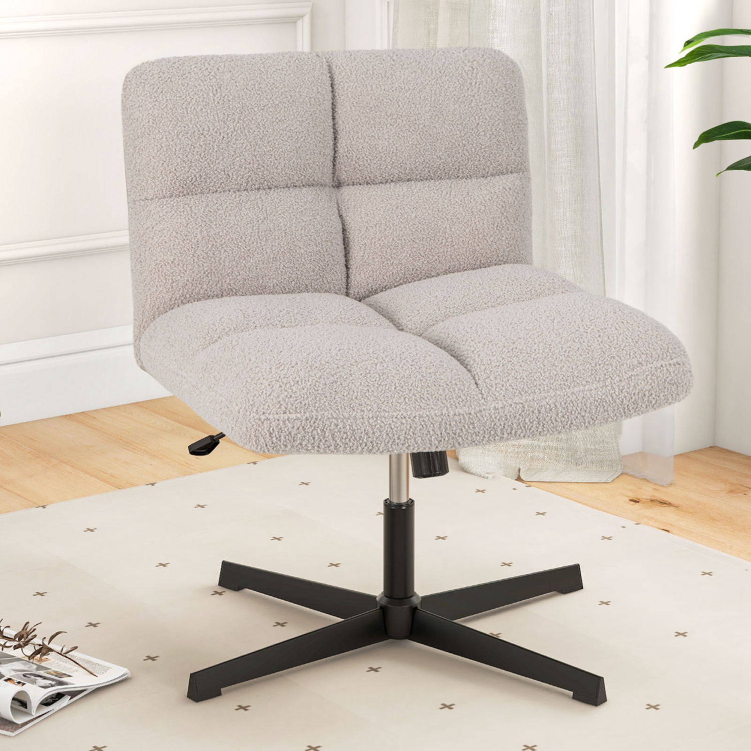 Costway Armless Office Desk Chair Modern Swivel Vanity Chair with Adjustable Height