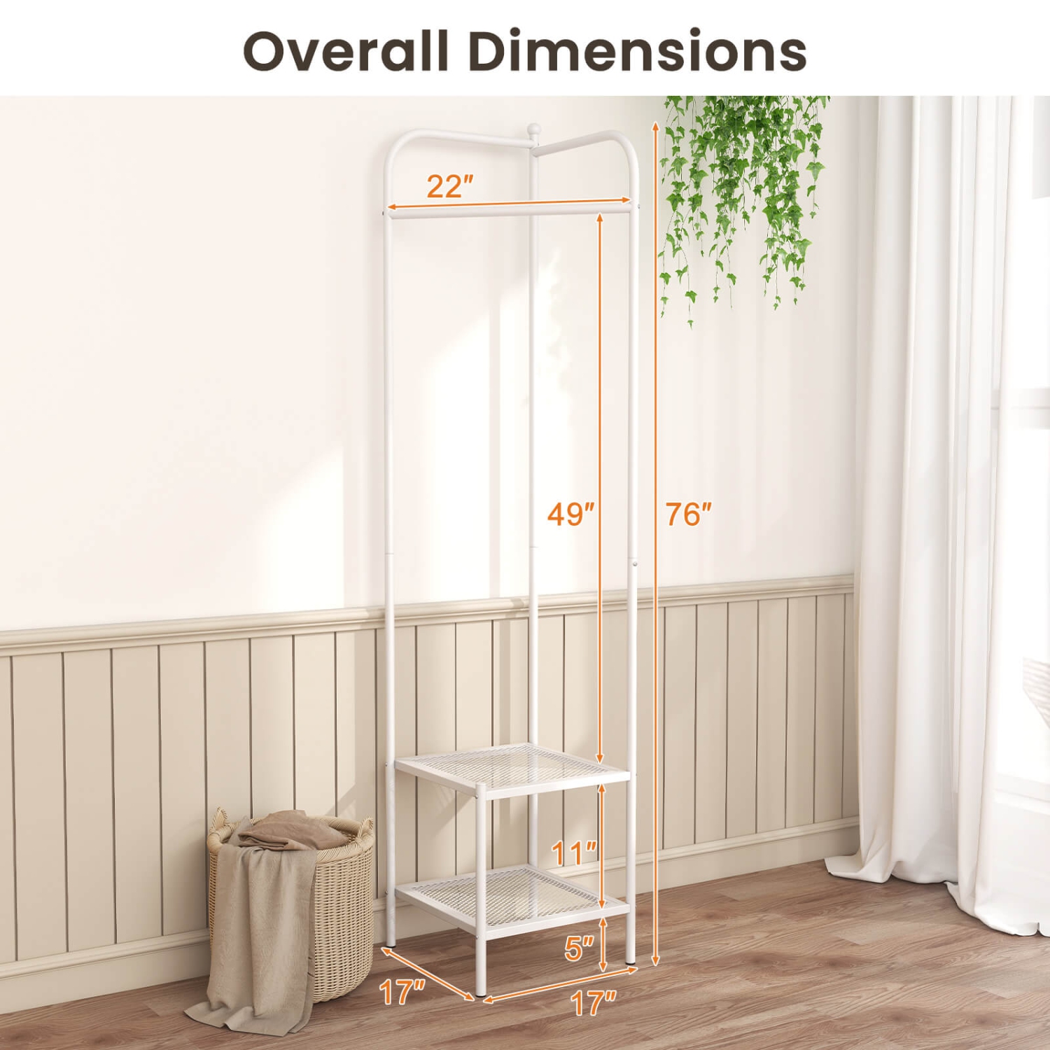 Costway Corner Coat Rack with Shelves Freestanding Hall Tree with Top Hanger