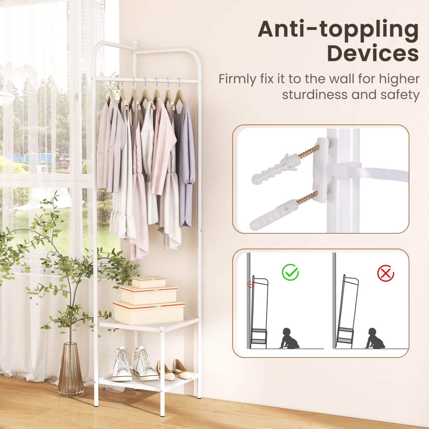 Costway Corner Coat Rack with Shelves Freestanding Hall Tree with Top Hanger