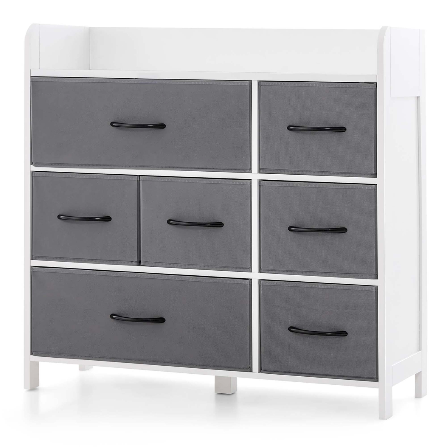 Costway 7-Drawer Dresser for Bedroom Chest of Drawers with 2 Large Fabric Bins White