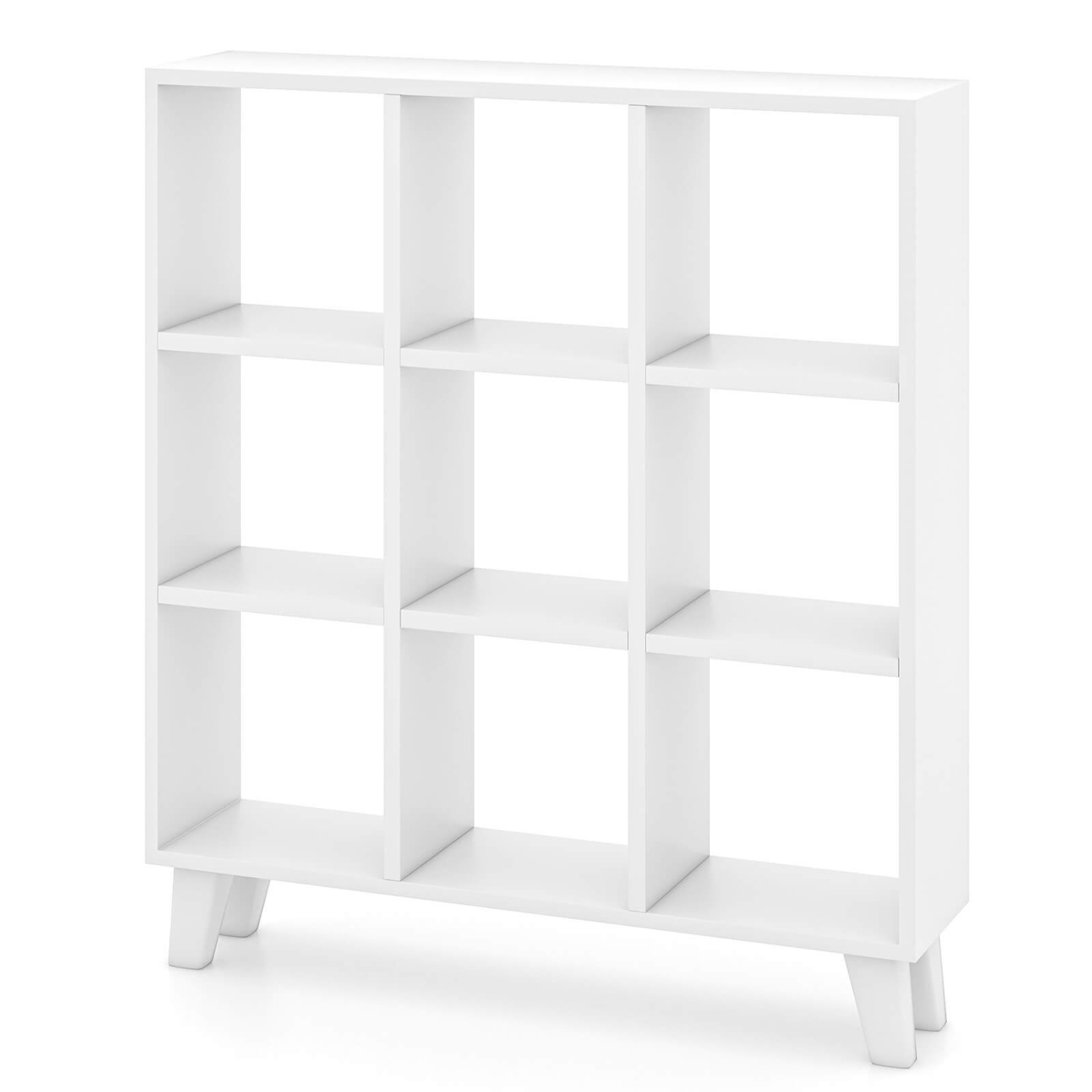 Costway 1 PCS 9-Cube Bookcase with 6 Removable Shelves Raised Support Feet for Living Room White