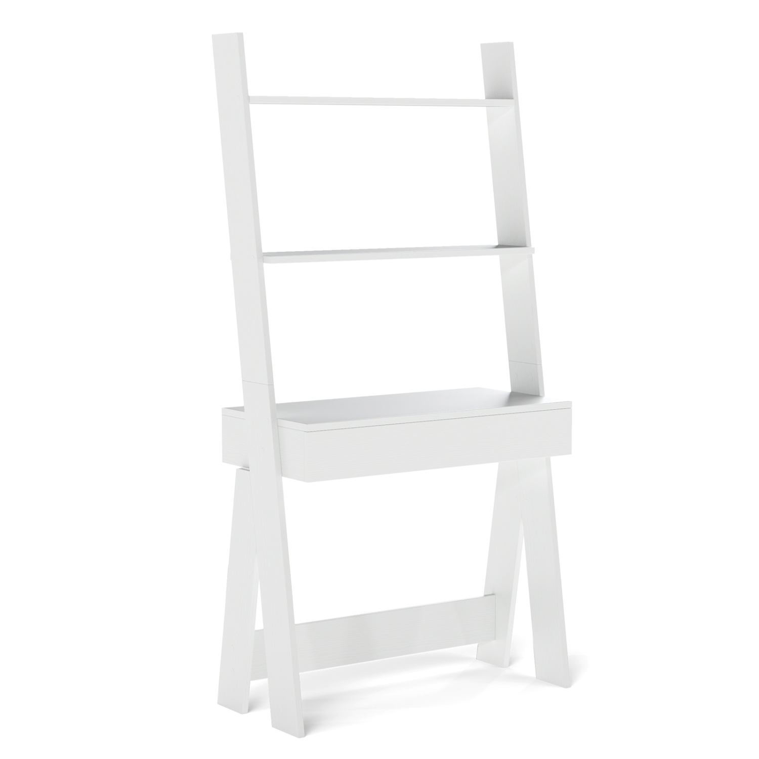 Bibliothèque de bureau à étagère en échelle avec comptoir, tiroir et 2 tablettes de Costway