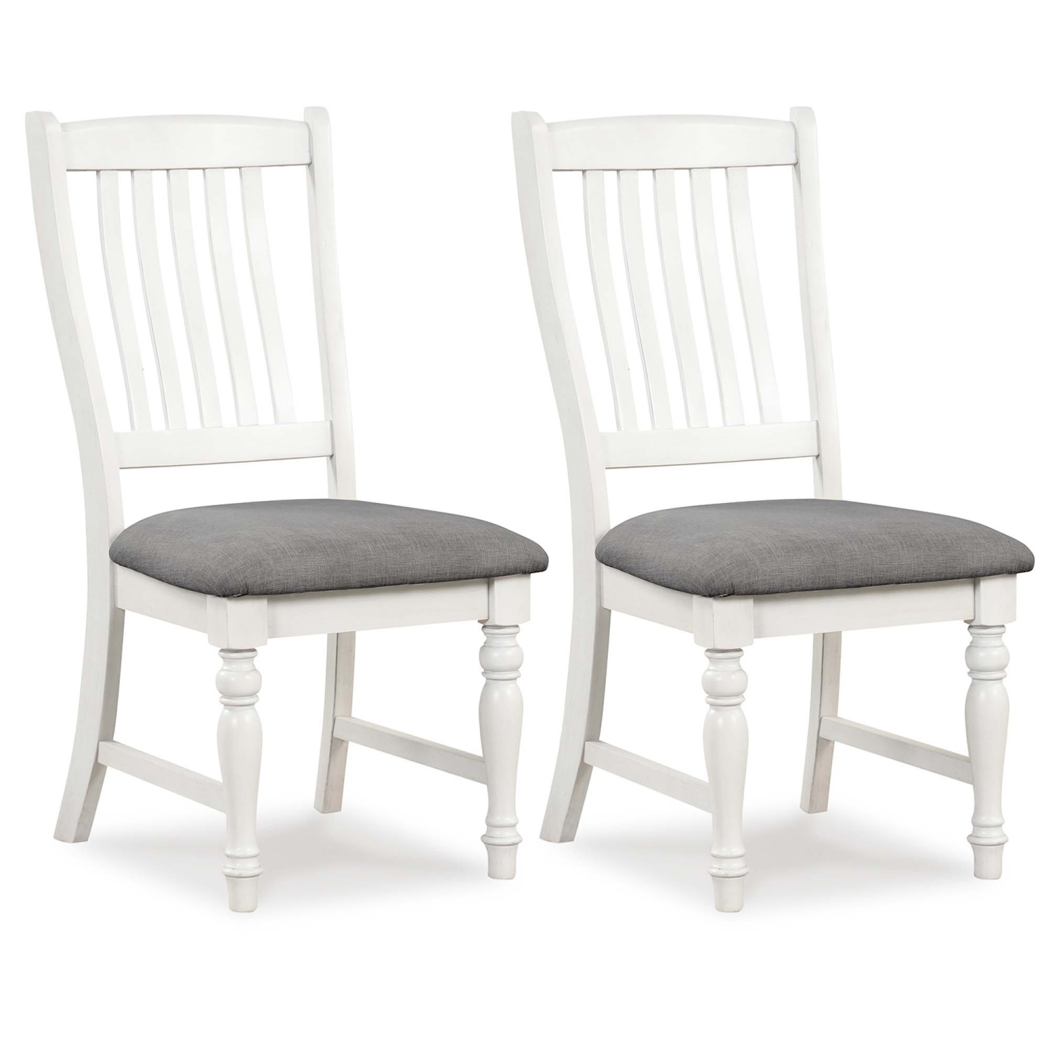 Costway Set of 2 Dining Chairs with Solid Wood Legs & Padded Seat Kitchen Side Chair White & Grey