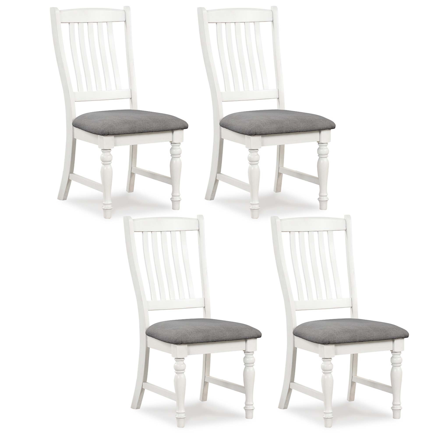 Costway Set of 4 Dining Chairs with Solid Wood Legs & Padded Seat Kitchen Side Chair White & Grey