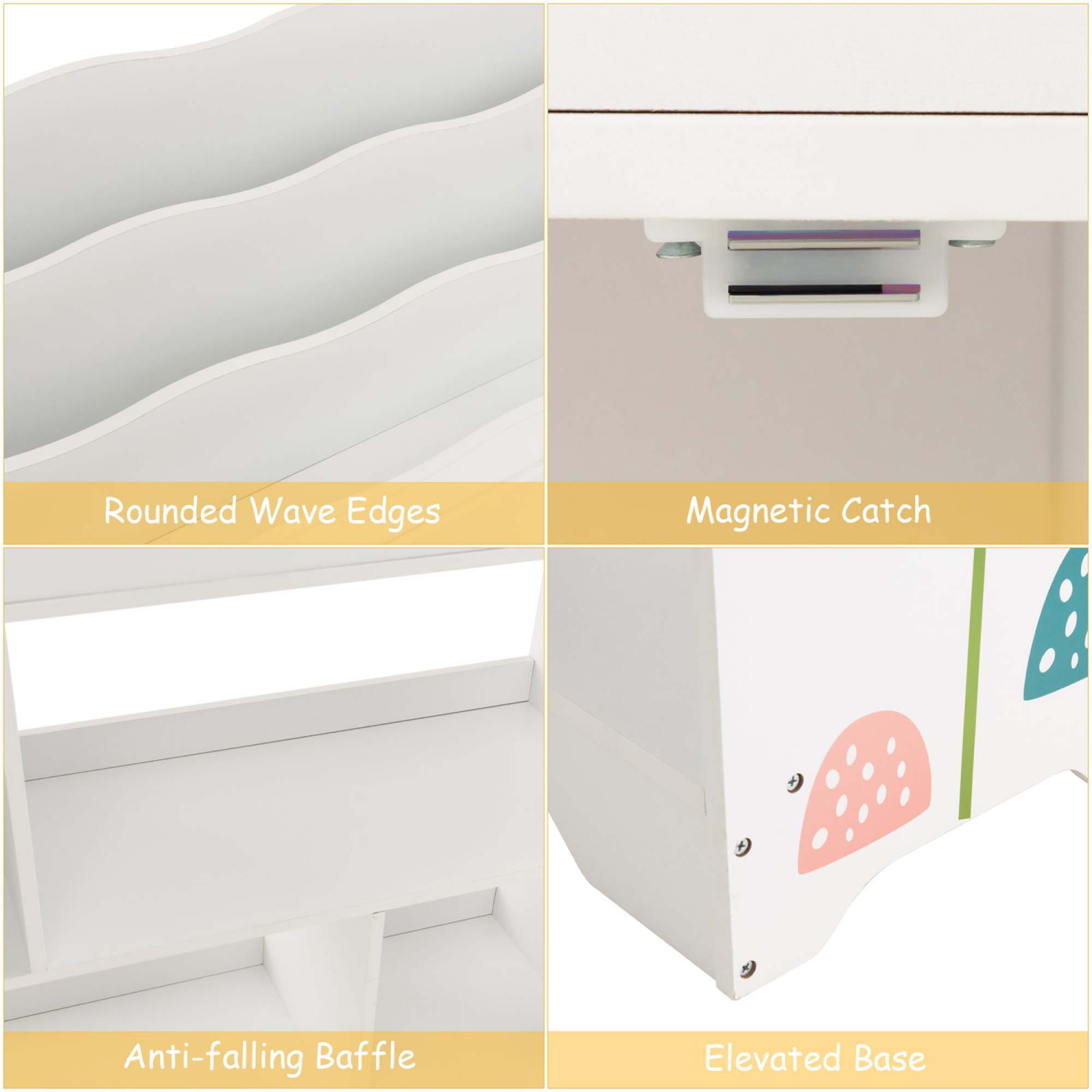 Costway Toy Storage Organizer 3-In-1 Kids Toy Shelf with Book Shelf, Storage Cabinet