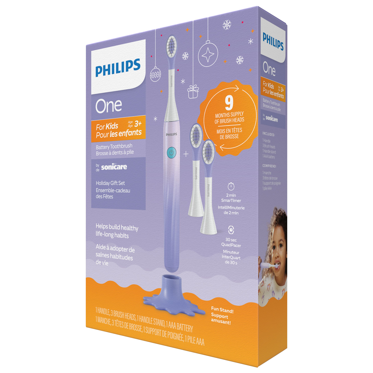 Ensemble des Fêtes avec brosse à dents électrique rechargeable Sonicare One de Philips - Violet