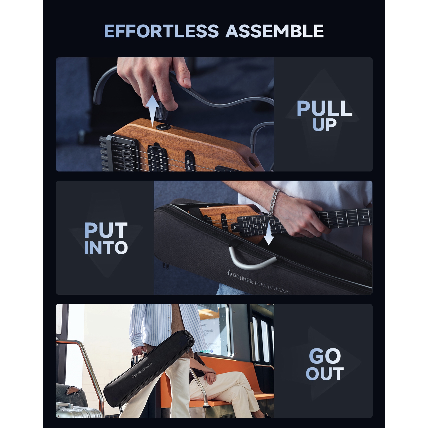 Donner HUSH-X Electric Guitar Kit for Travel