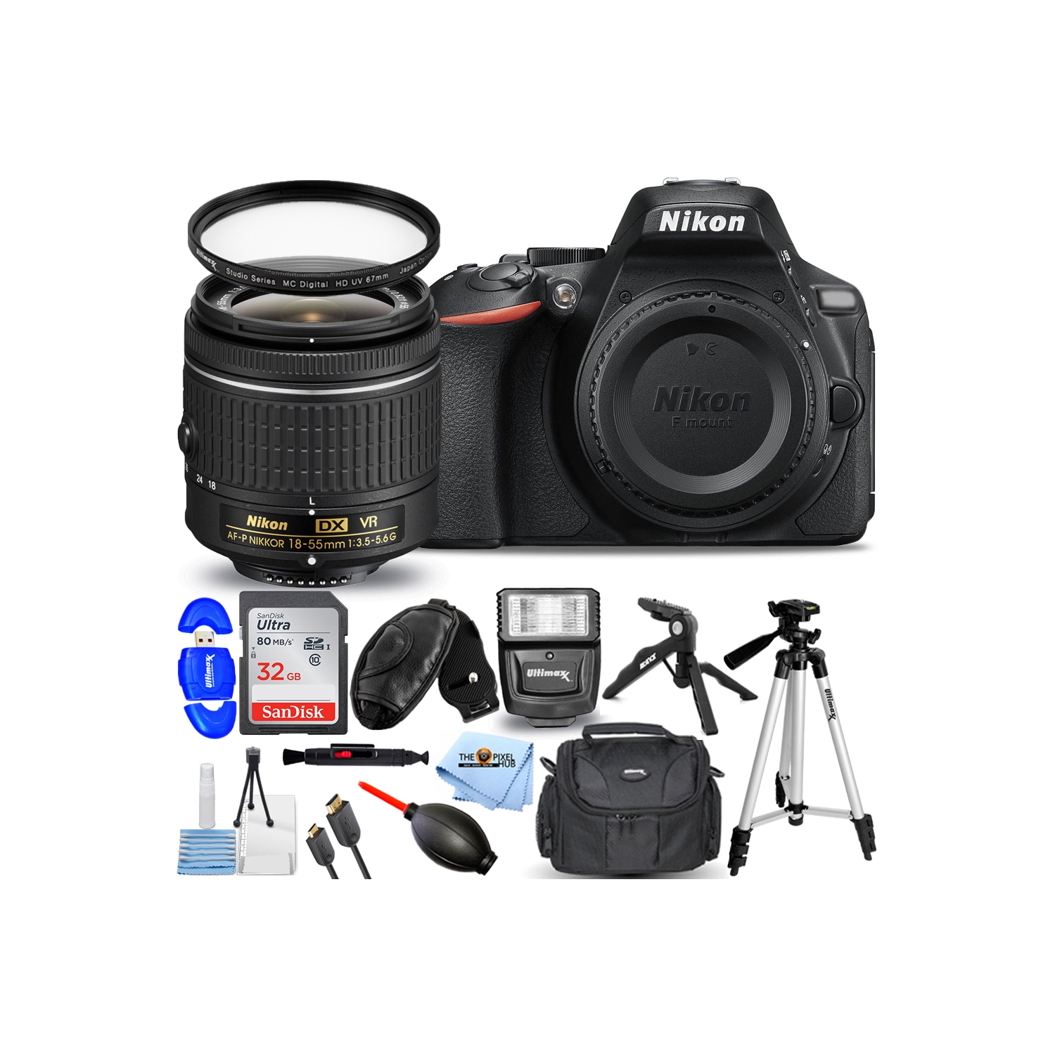 Nikon D5600 DSLR Camera with 18-55mm VR Lens + 32GB + Flash + Tripod Bundle