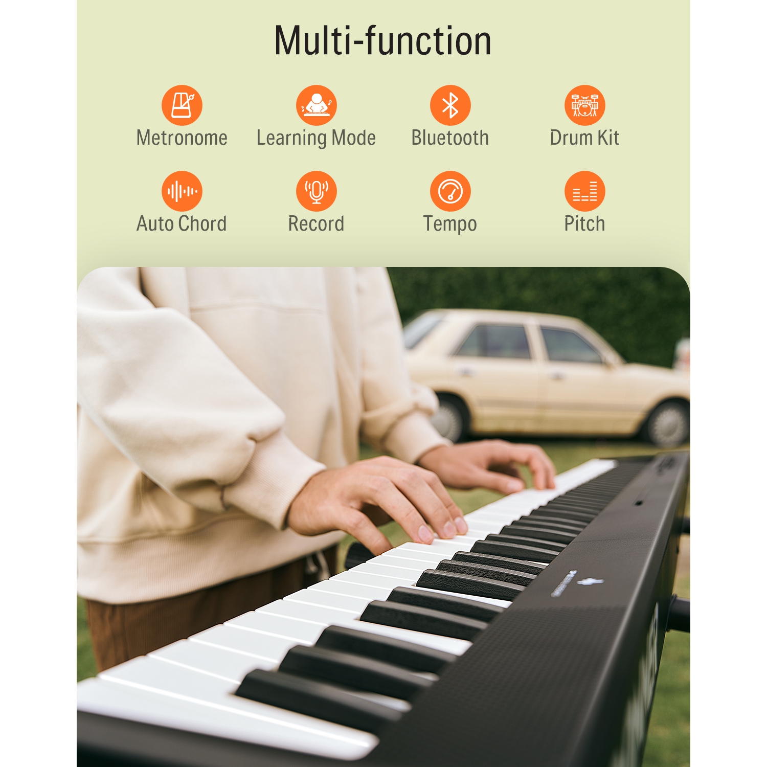 Donner DP-10 88-Key Foldable Semi-Weighted Digital Piano Kit with Bluetooth for Beginner