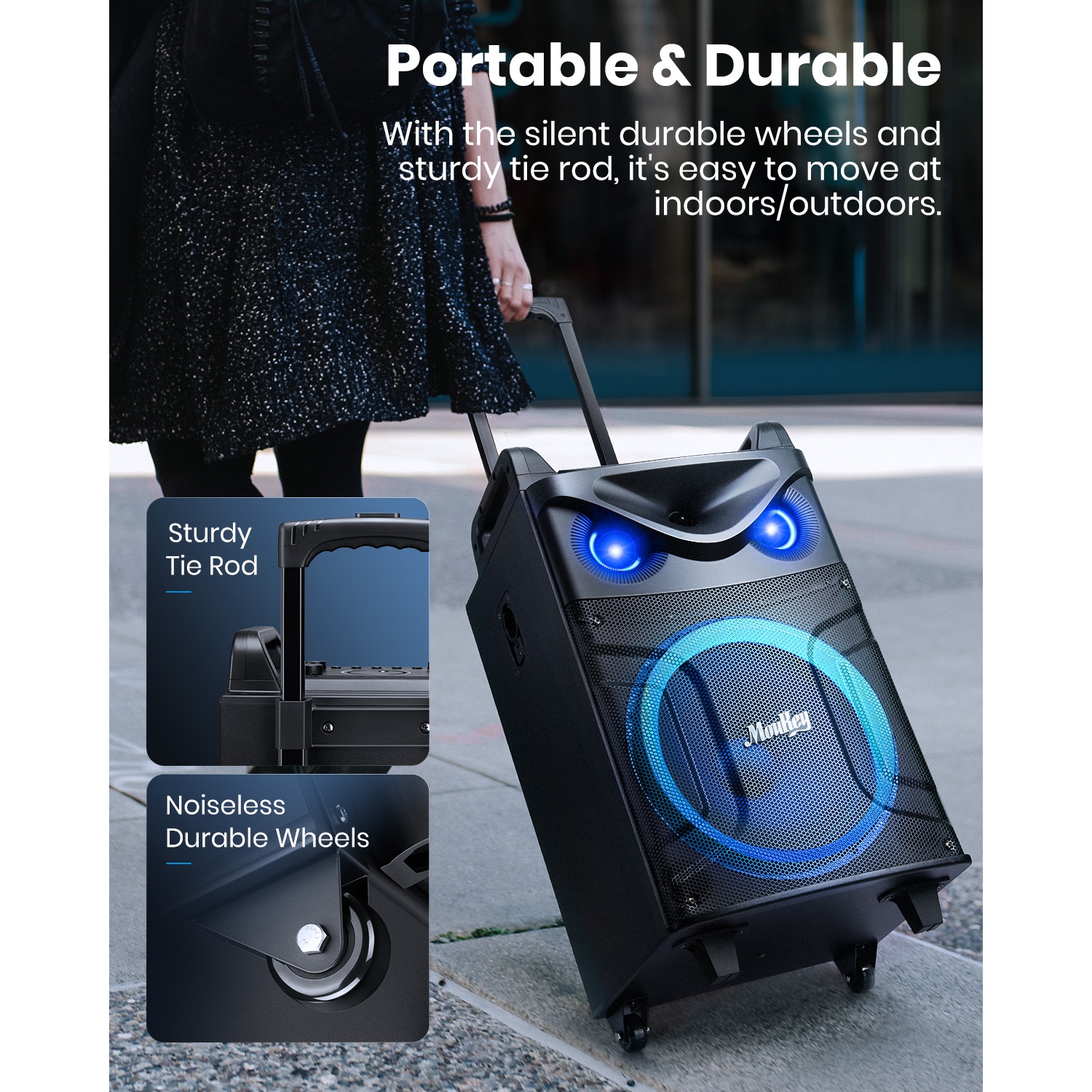 Machine à karaoké portative de 2 10 po et MTs10 haut-parleurs Bluetooth/2 micros de Moukey